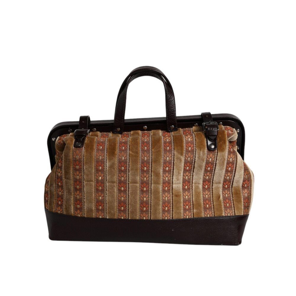 Dolce & Gabbana Dolce & Gabbana Beige Maroon Velvet Leather Jacquard Travel Size ONE SIZE - 4 Thumbnail