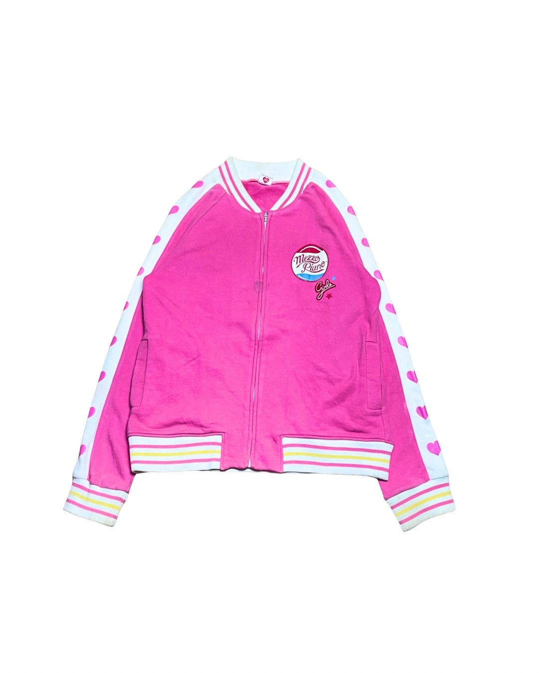 Japanese Brand Mezzo Piano "Pop-Star" Heart-Sleeve Varsity Track Jacket Size S / US 4 / IT 40 - 1 Thumbnail