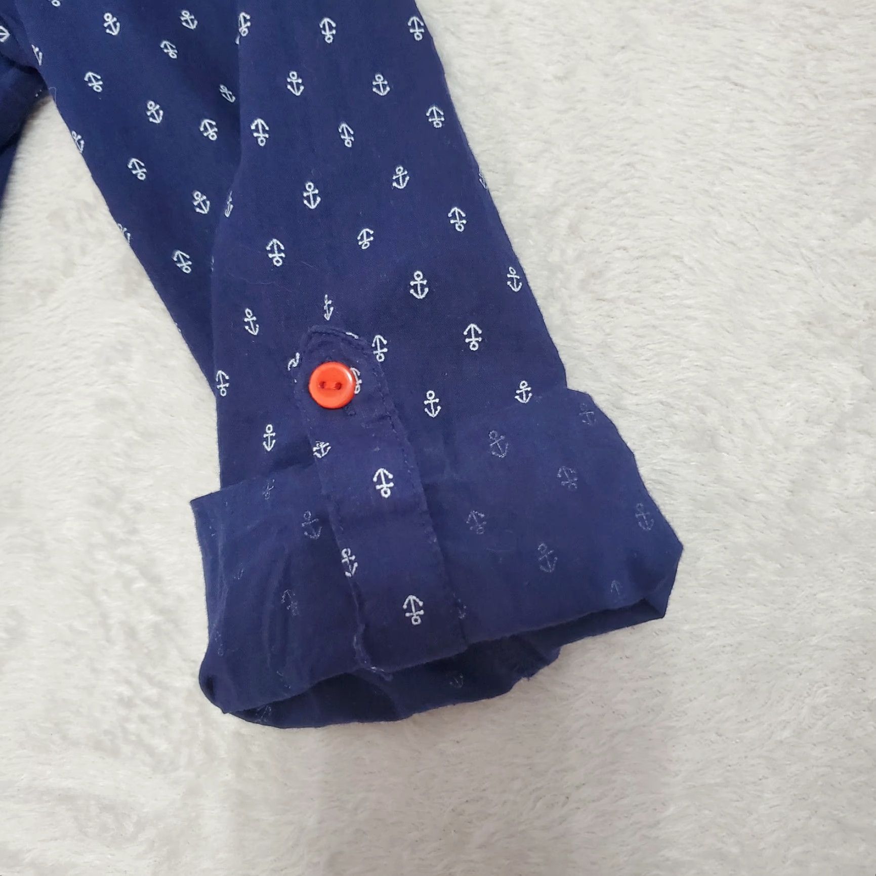 Vintage Eden & Olivia Button-Up Shirt Women PM Navy Blue Anchors Roll Tab Sleeve Casual Basic 100% Cotton Buttons Red Navy Nautical Size M / US 6-8 / IT 42-44 - 6 Thumbnail