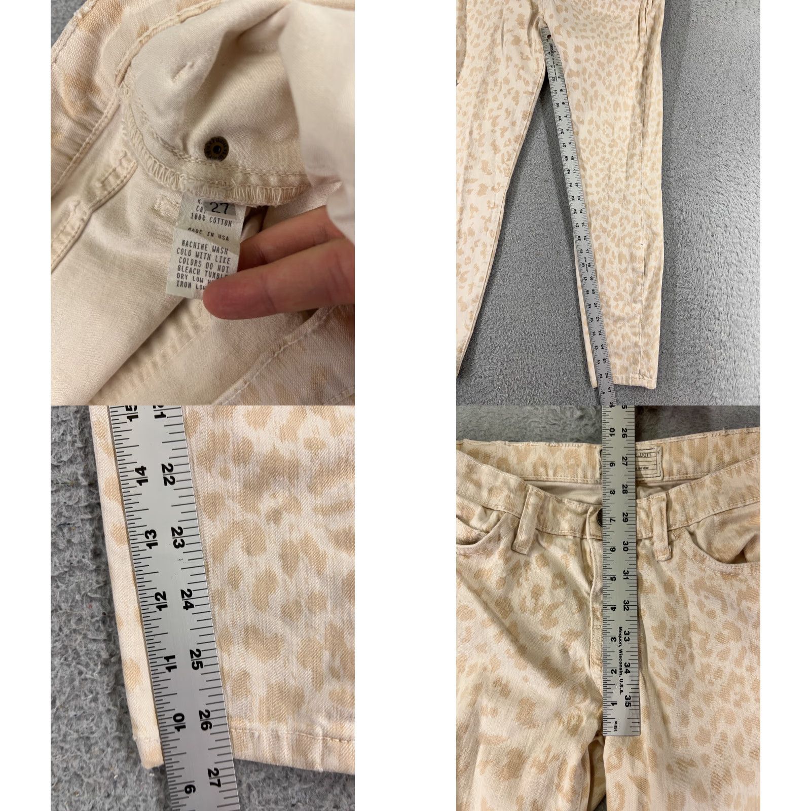 Vintage VINTAGE Current/Elliott Denim Jeans Women 27 Yellow Leopard Print Skinny 28x27 Adult Regular Womens Jeans 90s Cowboy Southwestern Designer Size 27" / US 4 / IT 40 - 8 Thumbnail