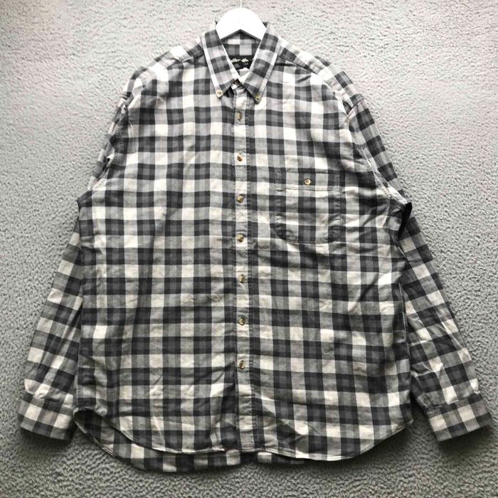 Eddie Bauer Men's XL Gray Flannel Button Up Long Sleeve Shirt