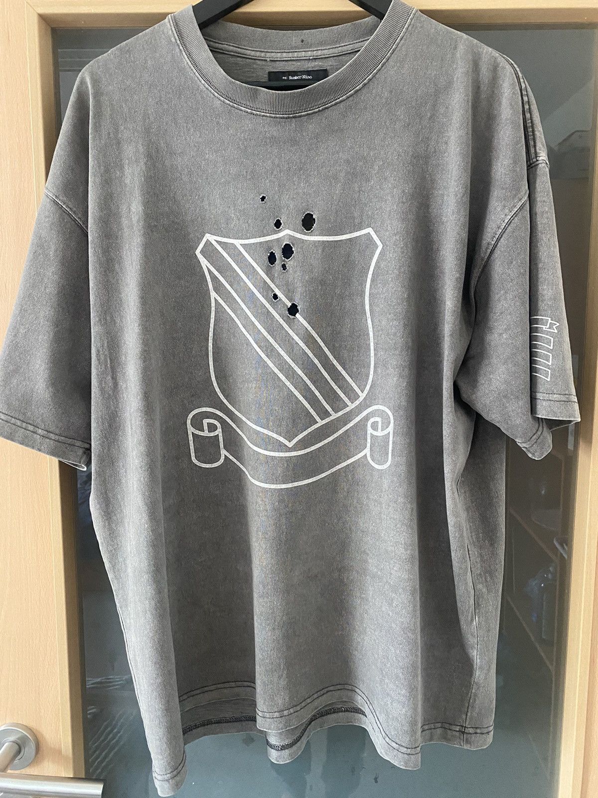 image of Archival Clothing x Number N Ine Number Nine “Shield” Tee Reprint in Grey, Men's (Size XL)