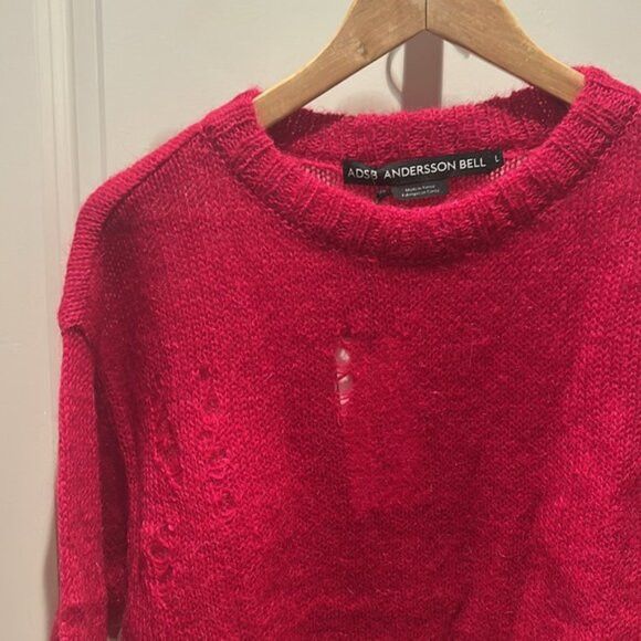 Andersson Bell ANDERSSON BELL large cherry red crew neck sweater ssense Size L / US 10 / IT 46 - 3 Thumbnail