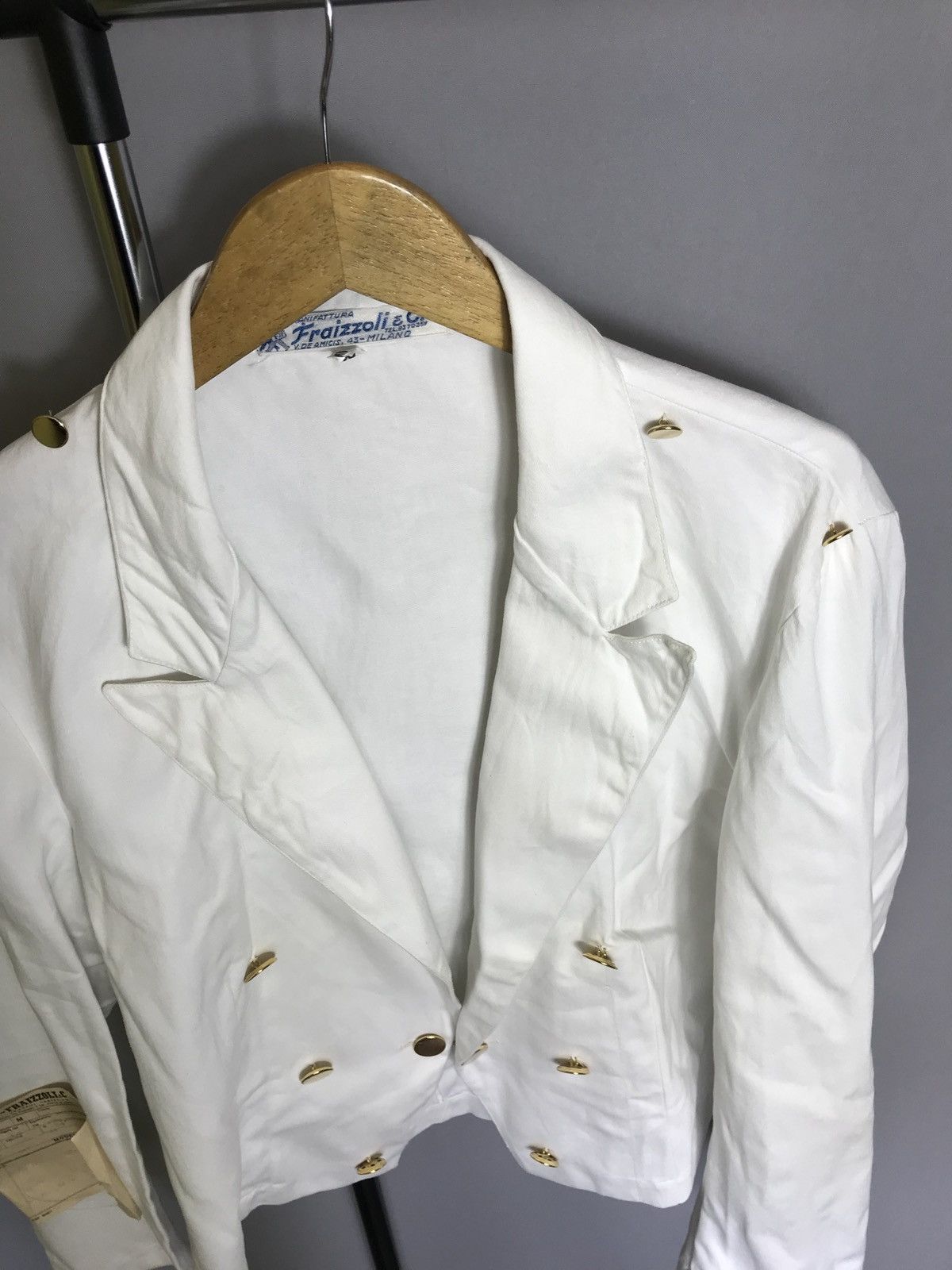 Vintage NWT fraizzoli milano jacket mens white vintage 80s Italy Size 44R - 3 Thumbnail