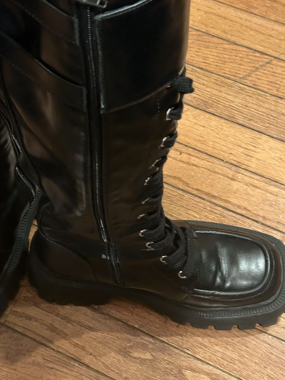 Asos ASOS Chunky Knee High Boots Lace Up Size US 7 / IT 37 - 6 Thumbnail