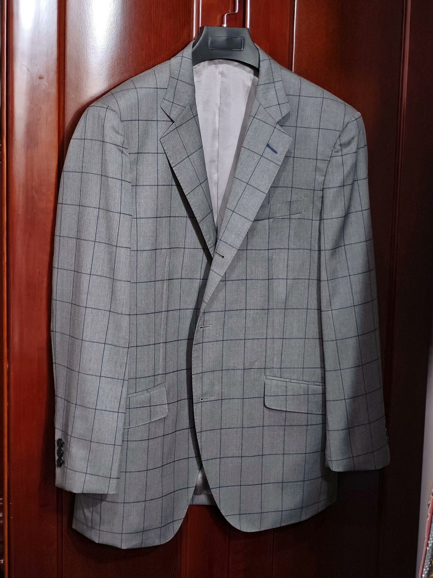 Japanese Brand Custom Italian Wool Suit with Blue Check Size US M / EU 48-50 / 2 - 1 Thumbnail