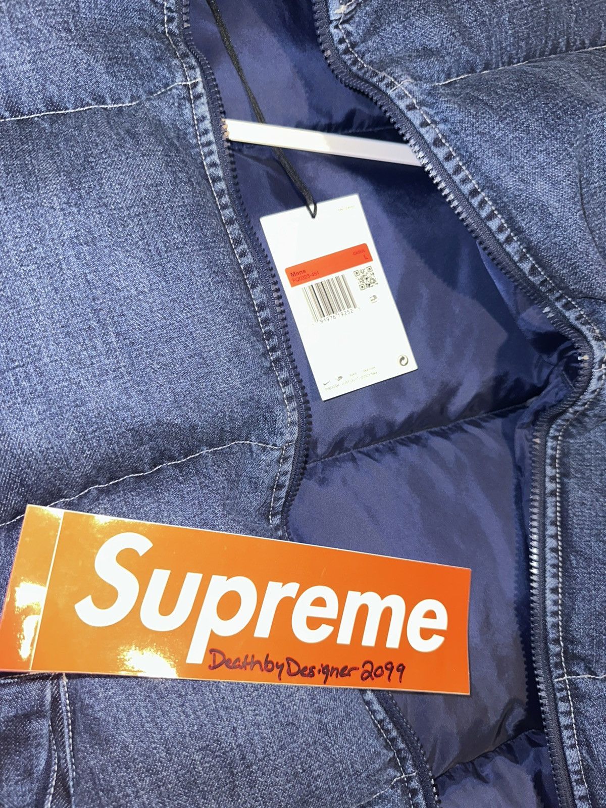 Nike × Supreme Supreme x Nike Denim Puffer Vest Size US L / EU 52-54 / 3 - 7 Thumbnail