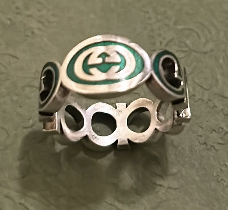 Gucci Gucci Unisex Sterling Silver Interlocking GG Logo Ring Size ONE SIZE - 3 Thumbnail