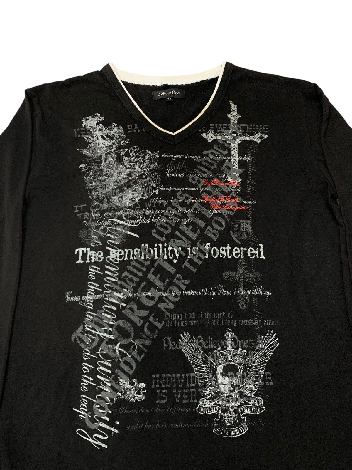 Japanese Brand Vkei Time step japanese Y2k cross v neck t shirt Size US L / EU 52-54 / 3 - 3 Thumbnail