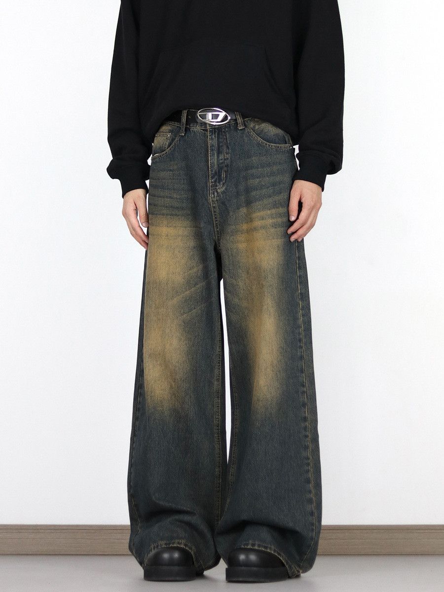 Japanese Brand × Jean Men's street loose straight retro distressed washed jeans Size US 32 / EU 48 - 3 Thumbnail