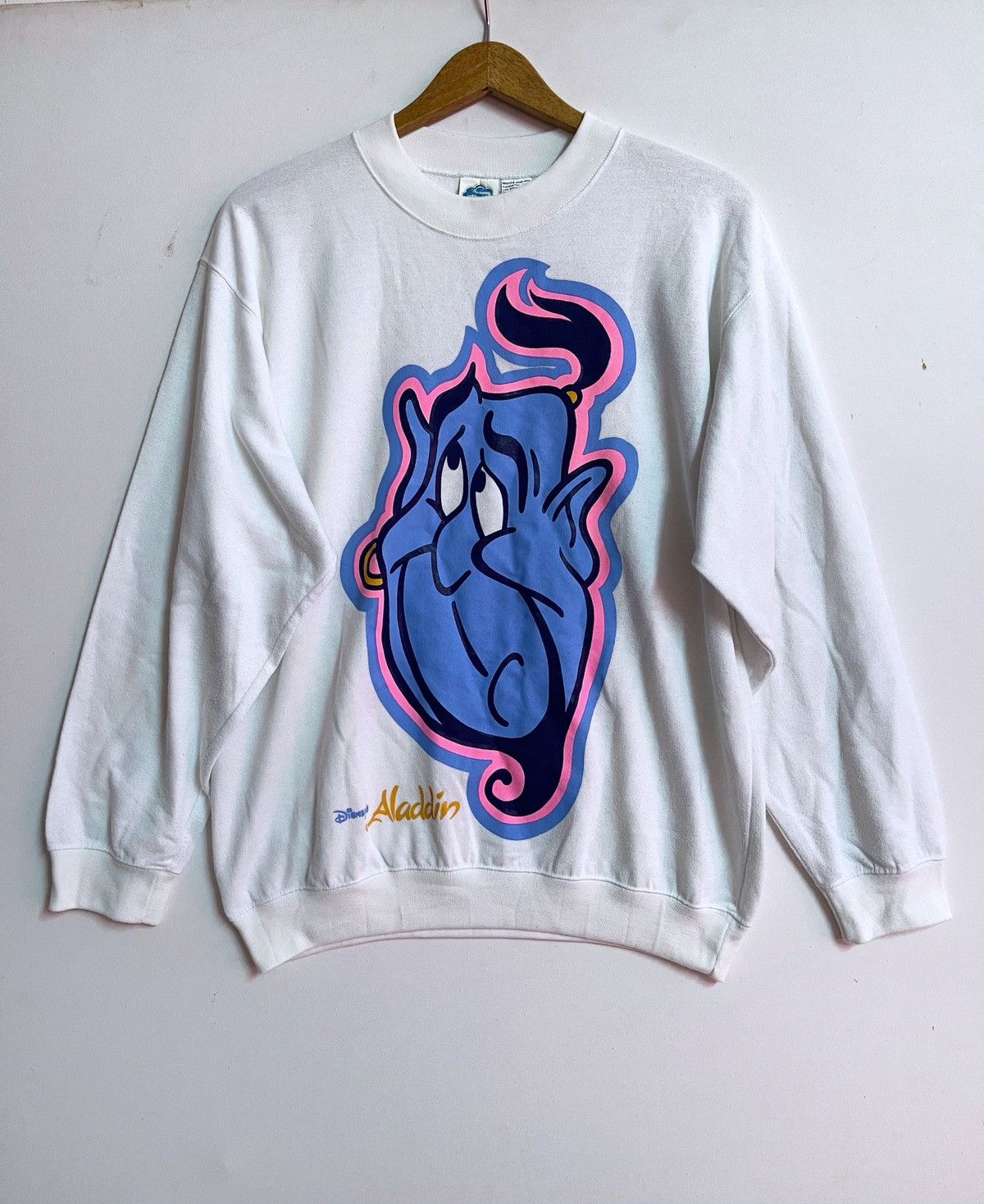 image of Vintage 90’S Aladdin Sweatshirt M Genie Disney in White, Men's (Size Medium)