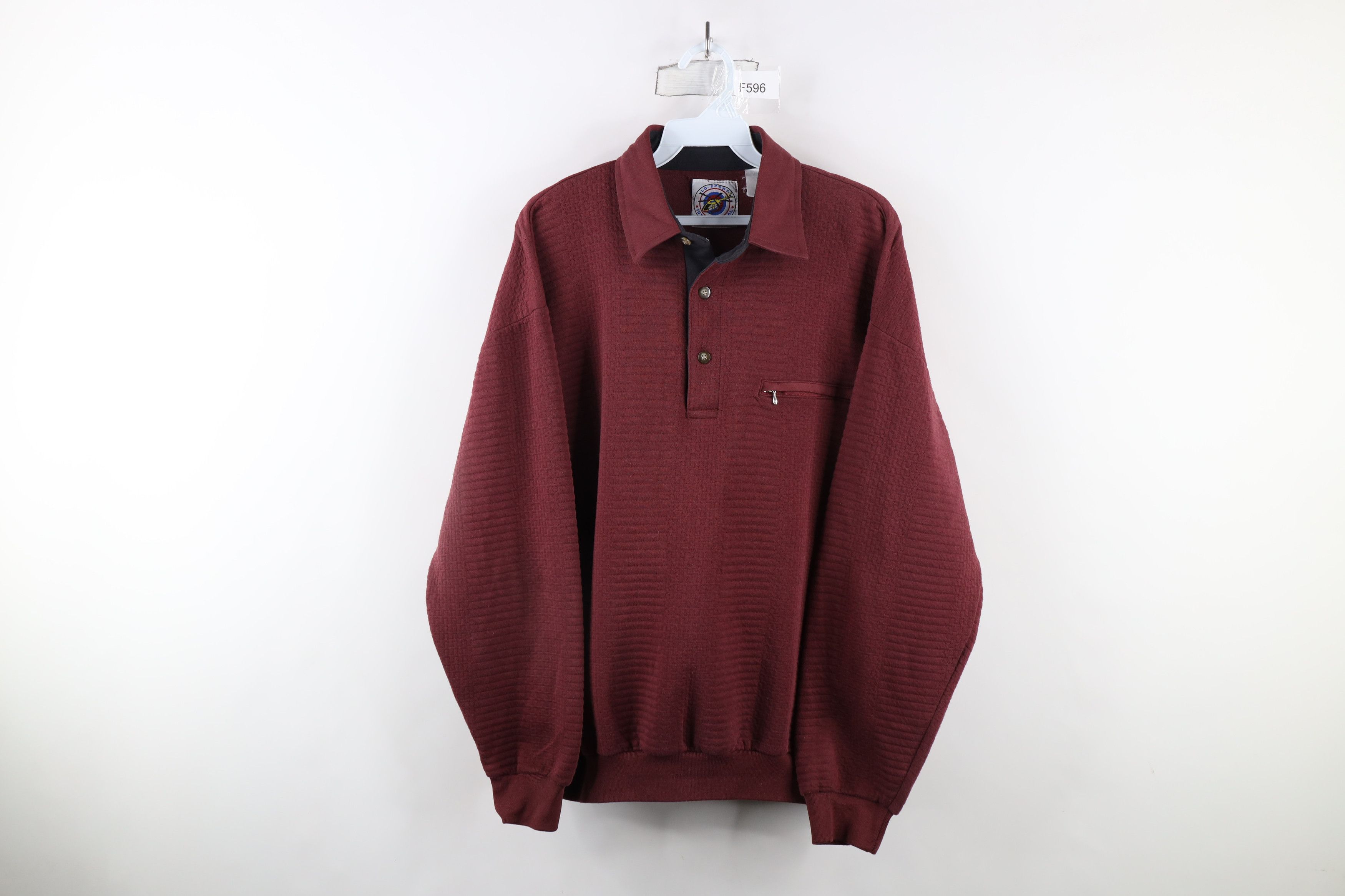 Vintage Vintage 90s Streetwear Textured Collared Pullover Sweatshirt Size US L / EU 52-54 / 3 - 1 Thumbnail