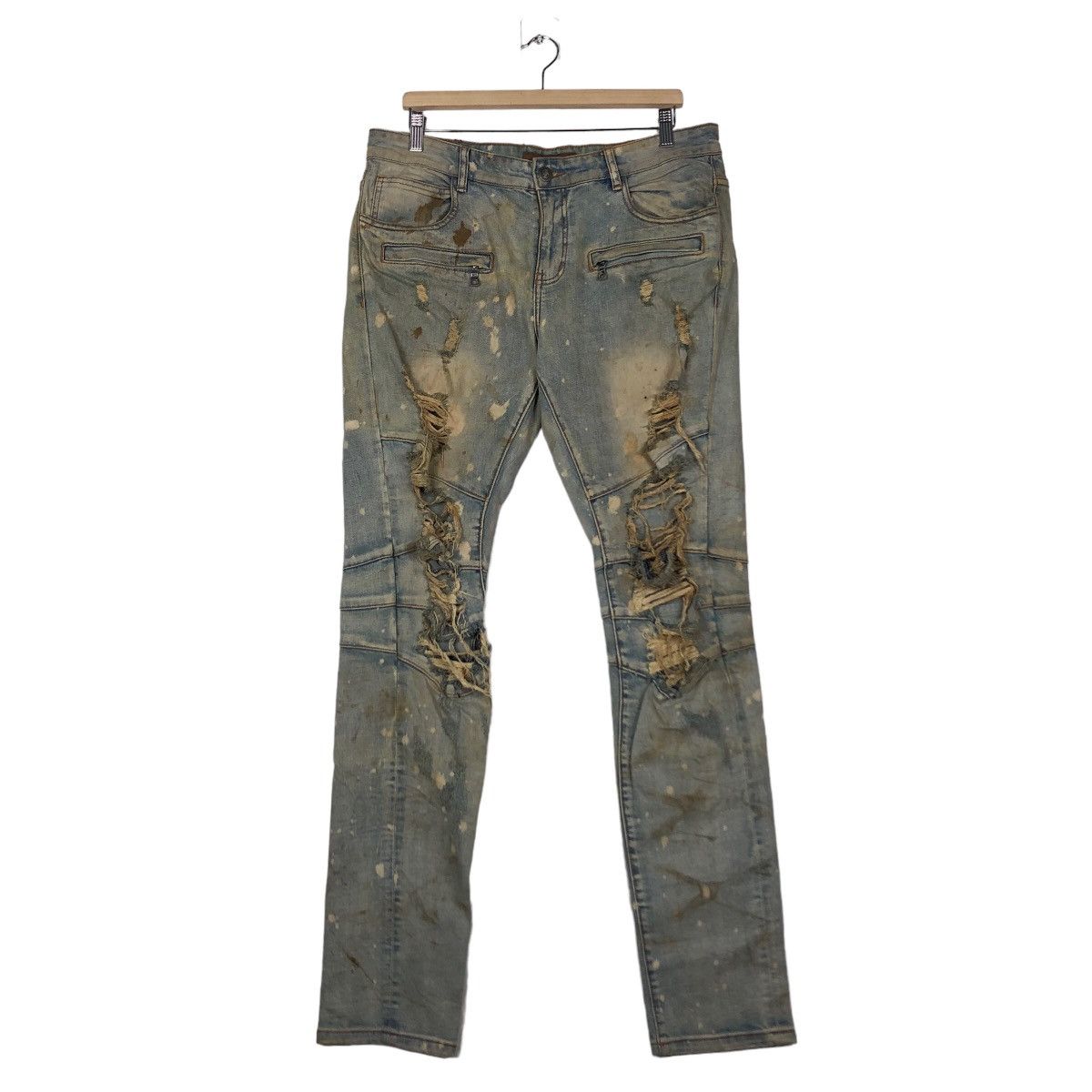 Japanese Brand 🔥Distressed Denim Skinny Punk Design Crysp Denim Japan Size US 34 / EU 50 - 1 Thumbnail