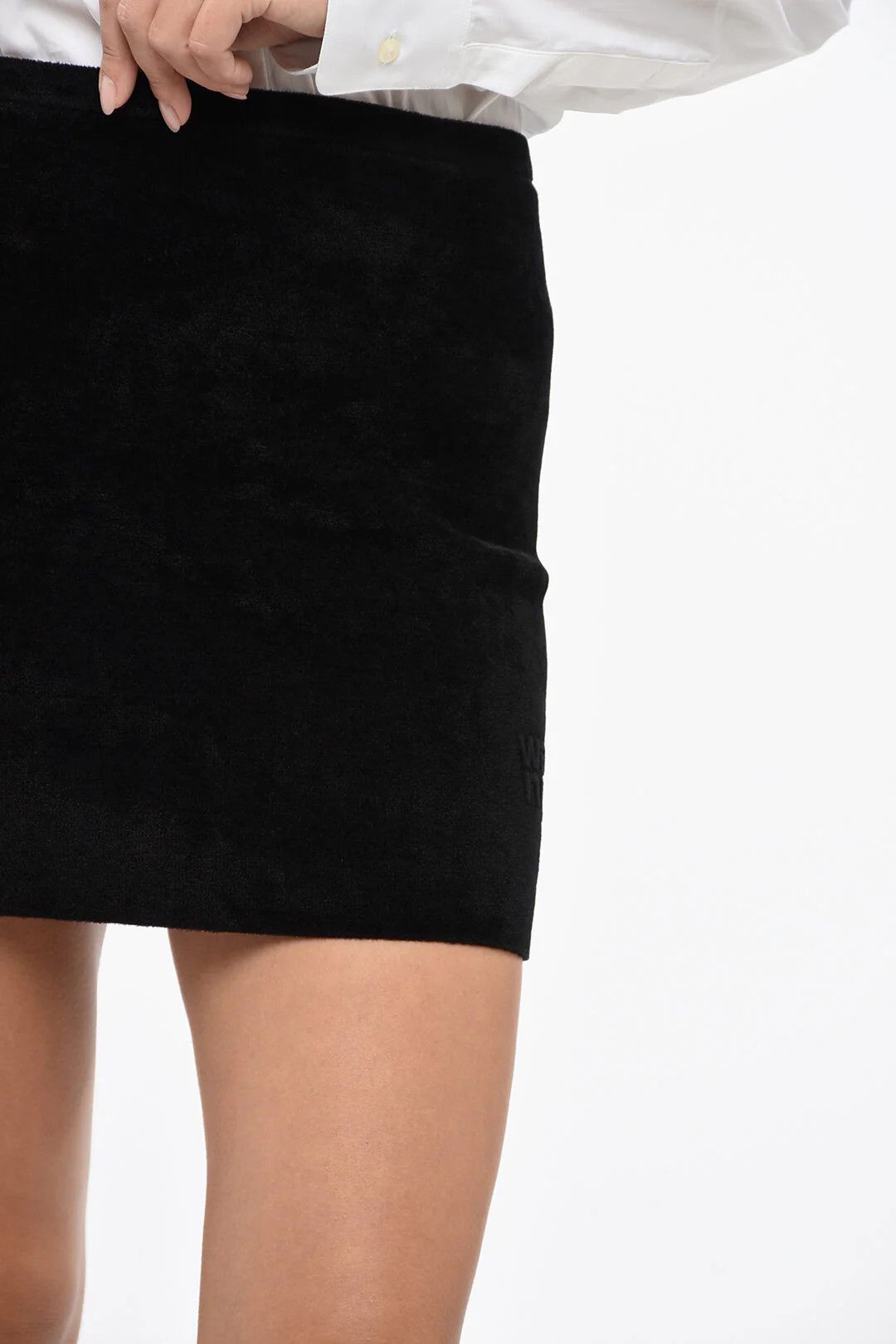 Alexander Wang og1mm0426 Velour Mini Skirt in Black Size 30" / US 8 / IT 44 - 3 Thumbnail