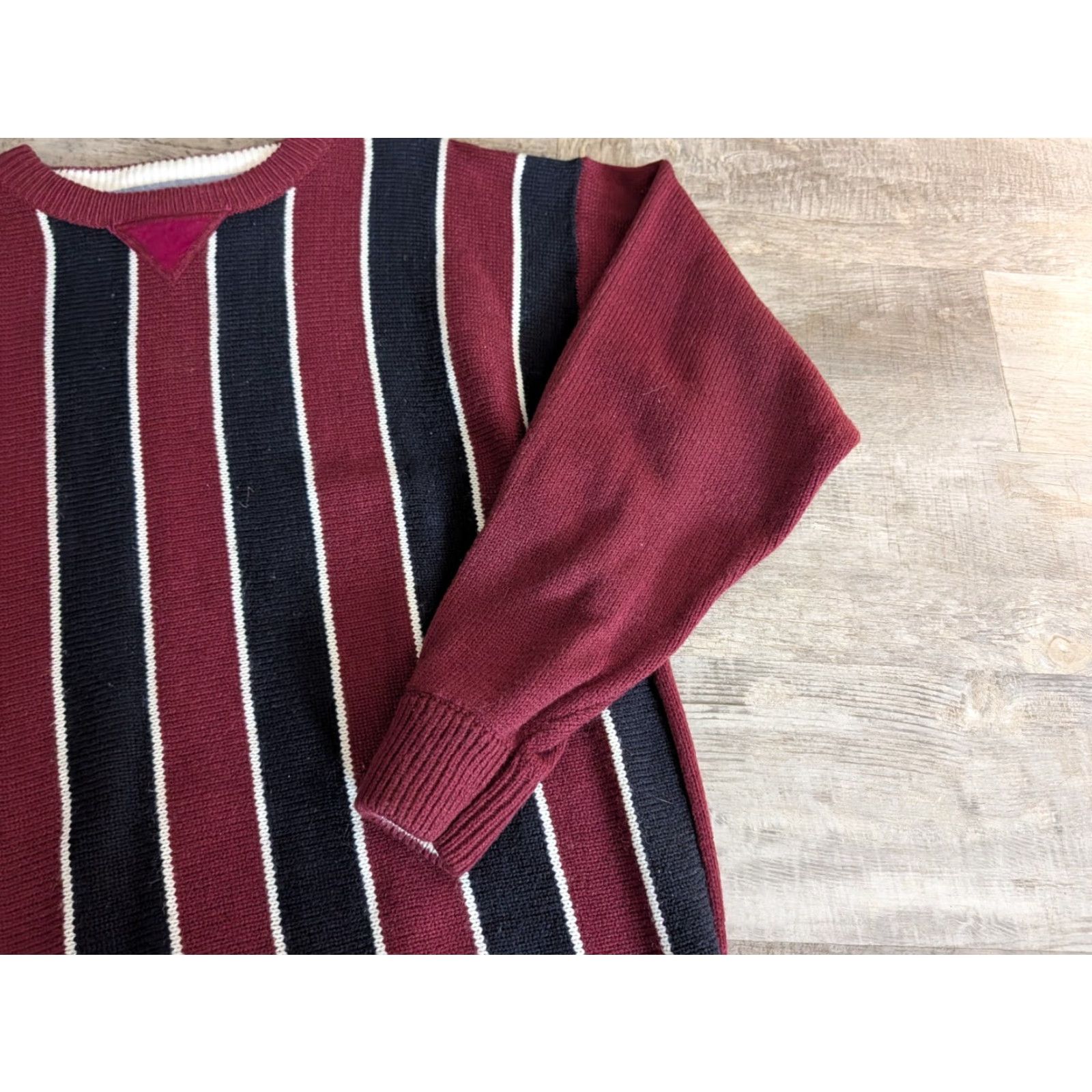 Vintage VINTAGE Gitano Striped Crew Neck Sweater Mens Size M Burgundy Black Long Sleeve 80s 90s Classic Size US M / EU 48-50 / 2 - 2 Thumbnail