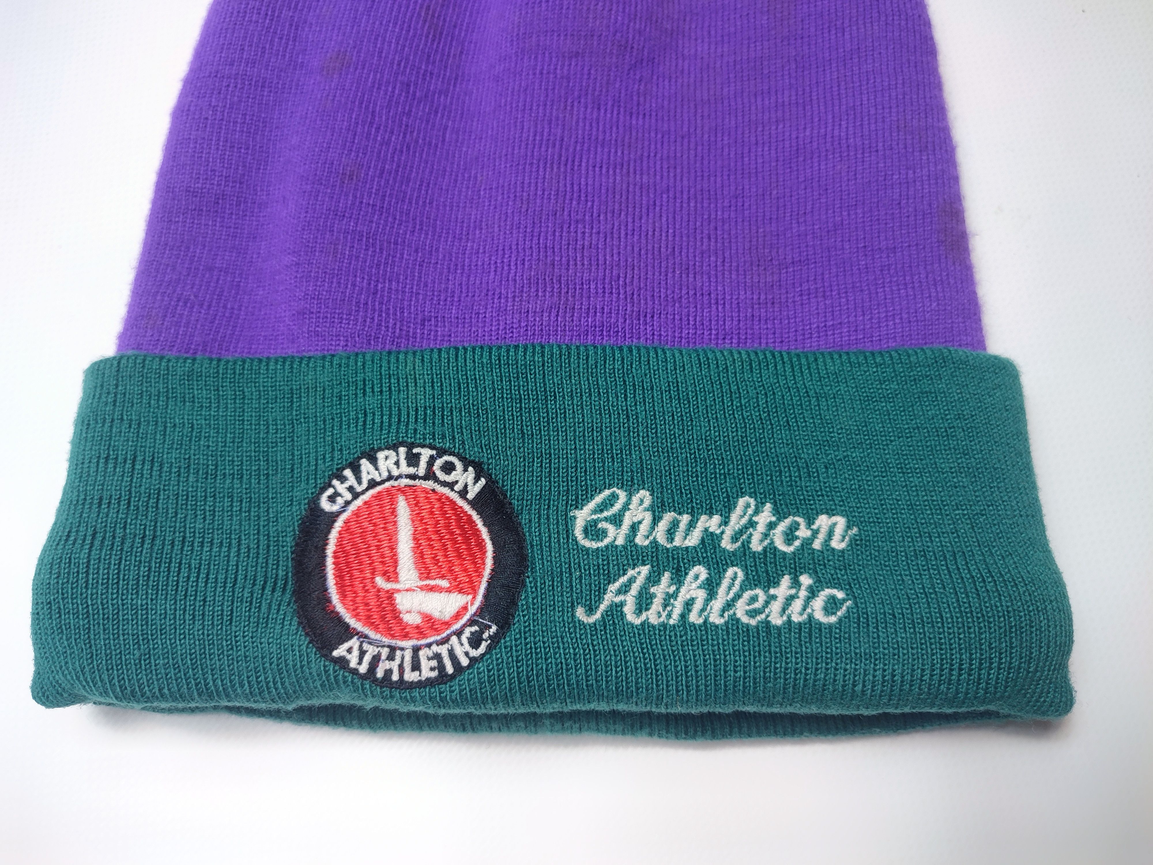 Vintage Charlton Athletic Purple Green Cuff Knit Beanie Vintage Size ONE SIZE - 3 Thumbnail