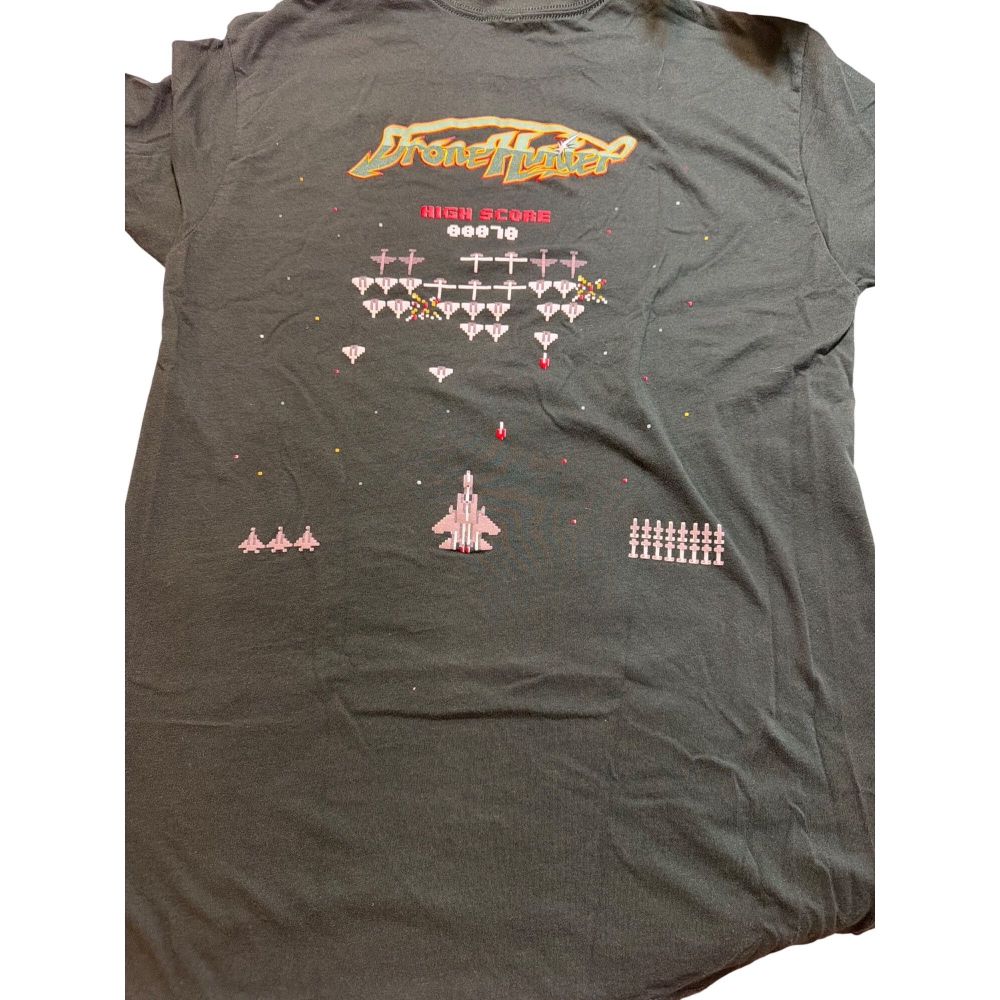 Next Level Drone Hunter Galaga Graphic T Shirt Green Retro Pixel F15E H Size US M / EU 48-50 / 2 - 3 Thumbnail