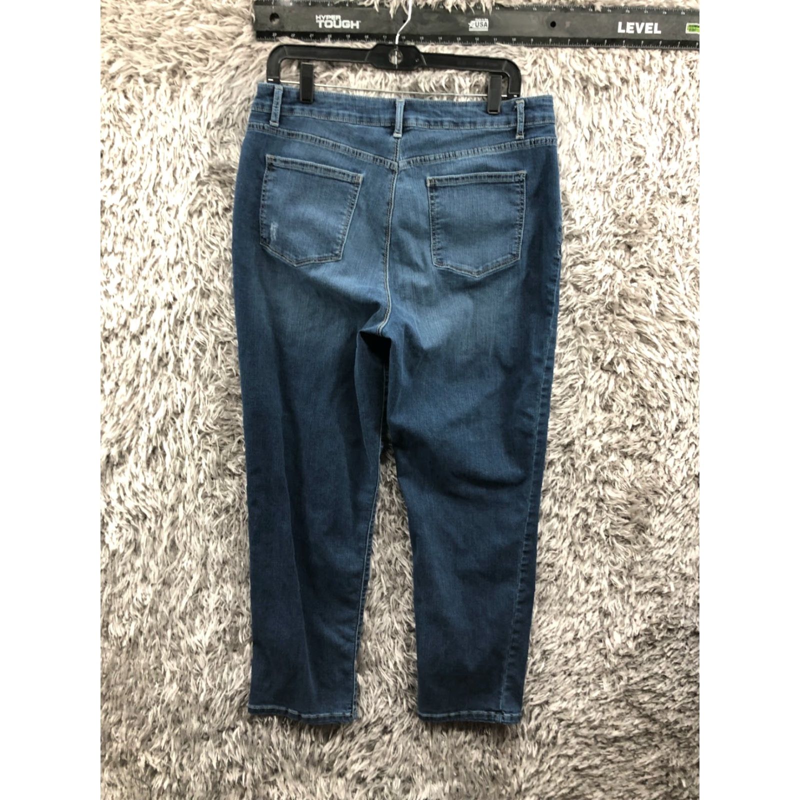 Vintage Time & TRU Jeans Time And Tru Denim Straight 16 Womens High Rise Medium Blue 5-Pocket Regular Size 32 Waist Inseam 27 Comfort Size 38" / US 16 / IT 52 - 5 Thumbnail