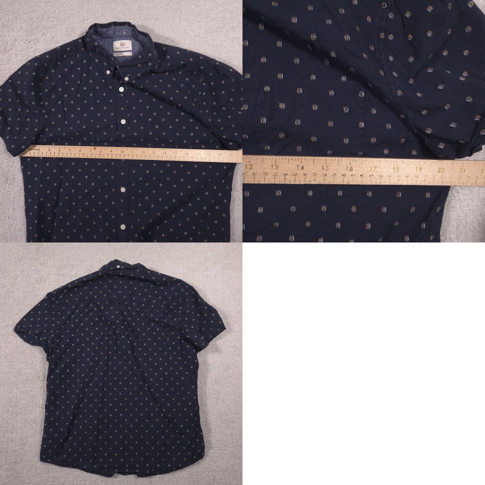 Vintage AG Adriano Goldschmied Shirt Mens M Blue Geometric Button-Down Short Sleeve Size US M / EU 48-50 / 2 - 8 Thumbnail