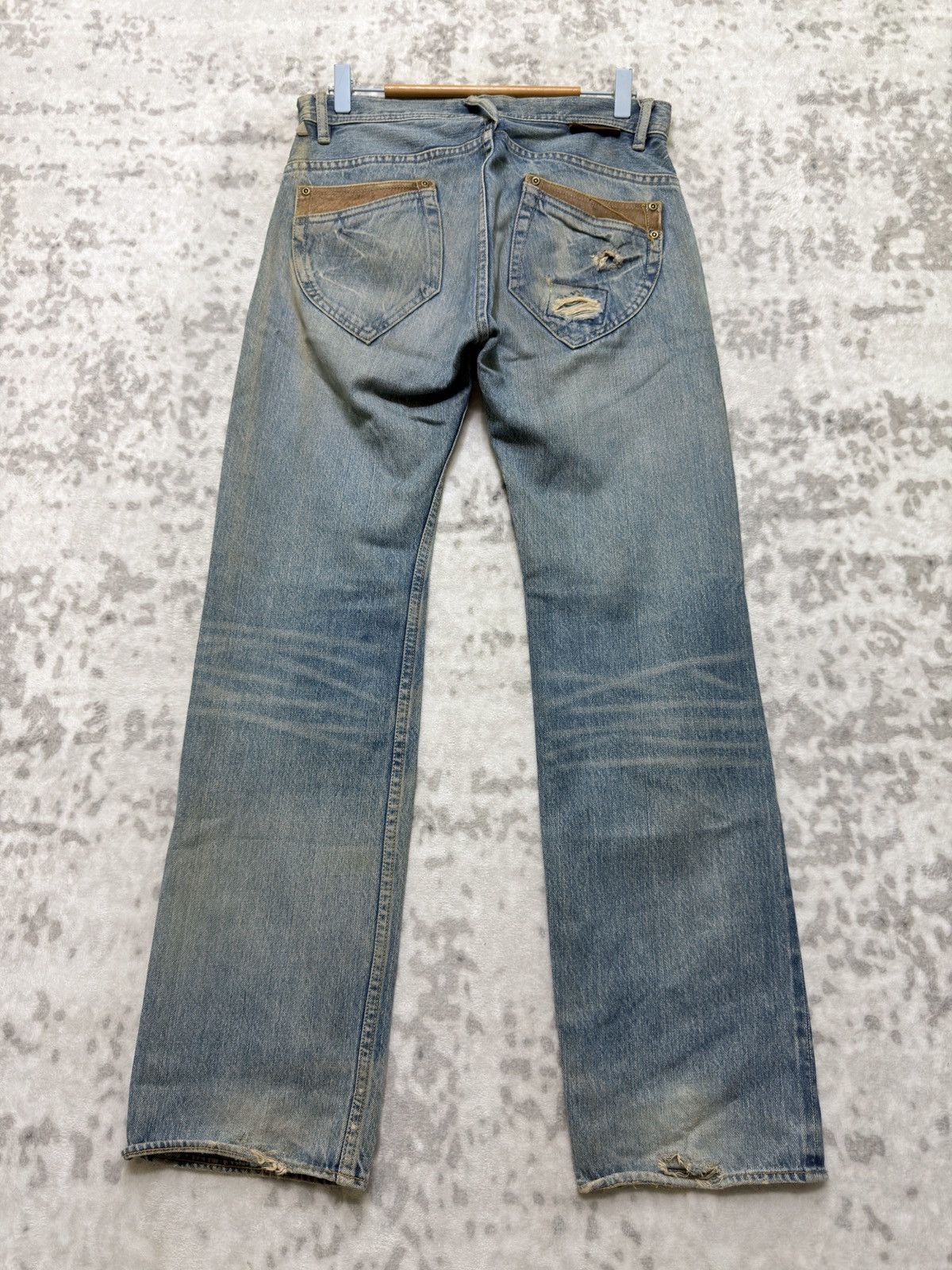 Japanese Brand Vintage KELEN Selvedge Leather Pocket Denim Jeans Size US 30 / EU 46 - 2 Thumbnail
