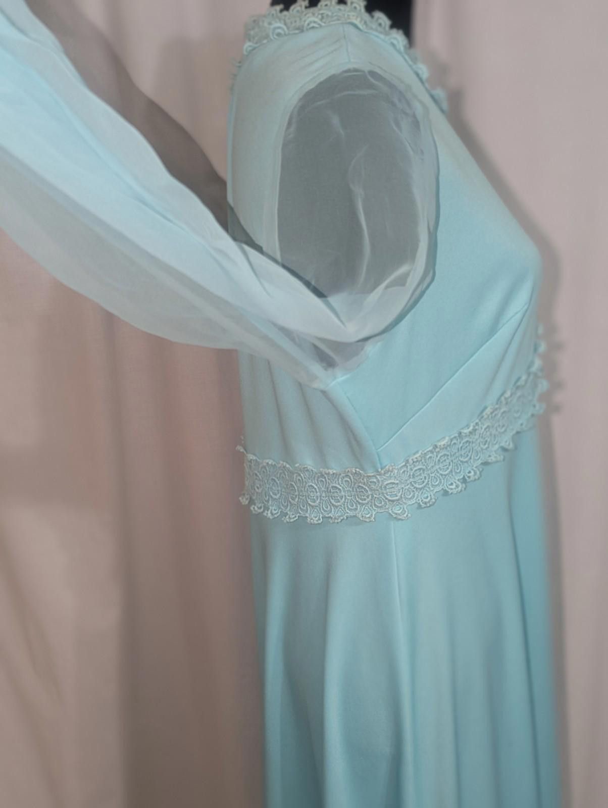 light blue prairie dress Dusty Blue Linen Prairie Maxi Dress from NikkaPlace