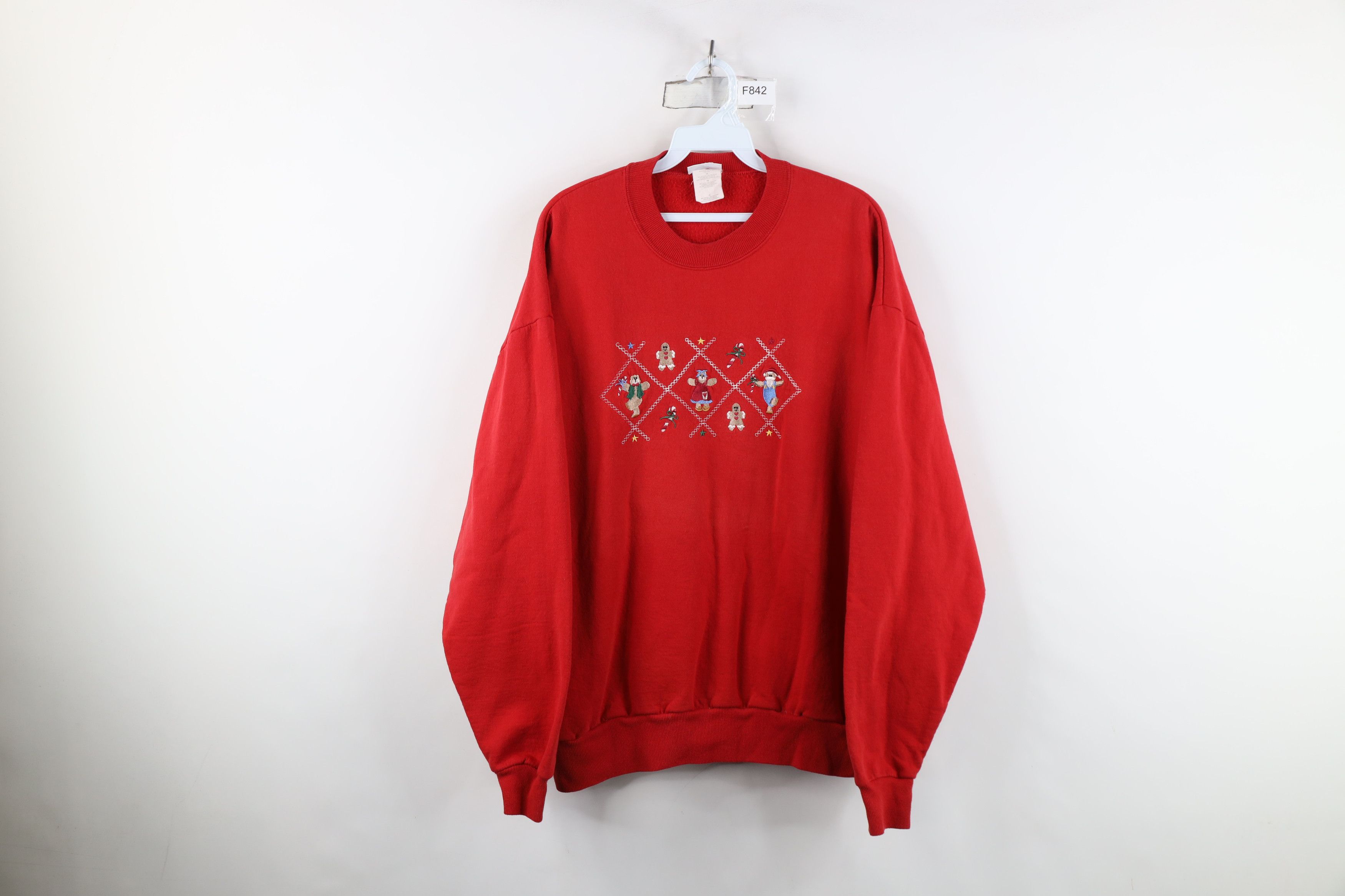 Vintage Vintage 90s Streetwear Christmas Gingerbread Sweatshirt Red Size XL / US 12-14 / IT 48-50 - 1 Thumbnail