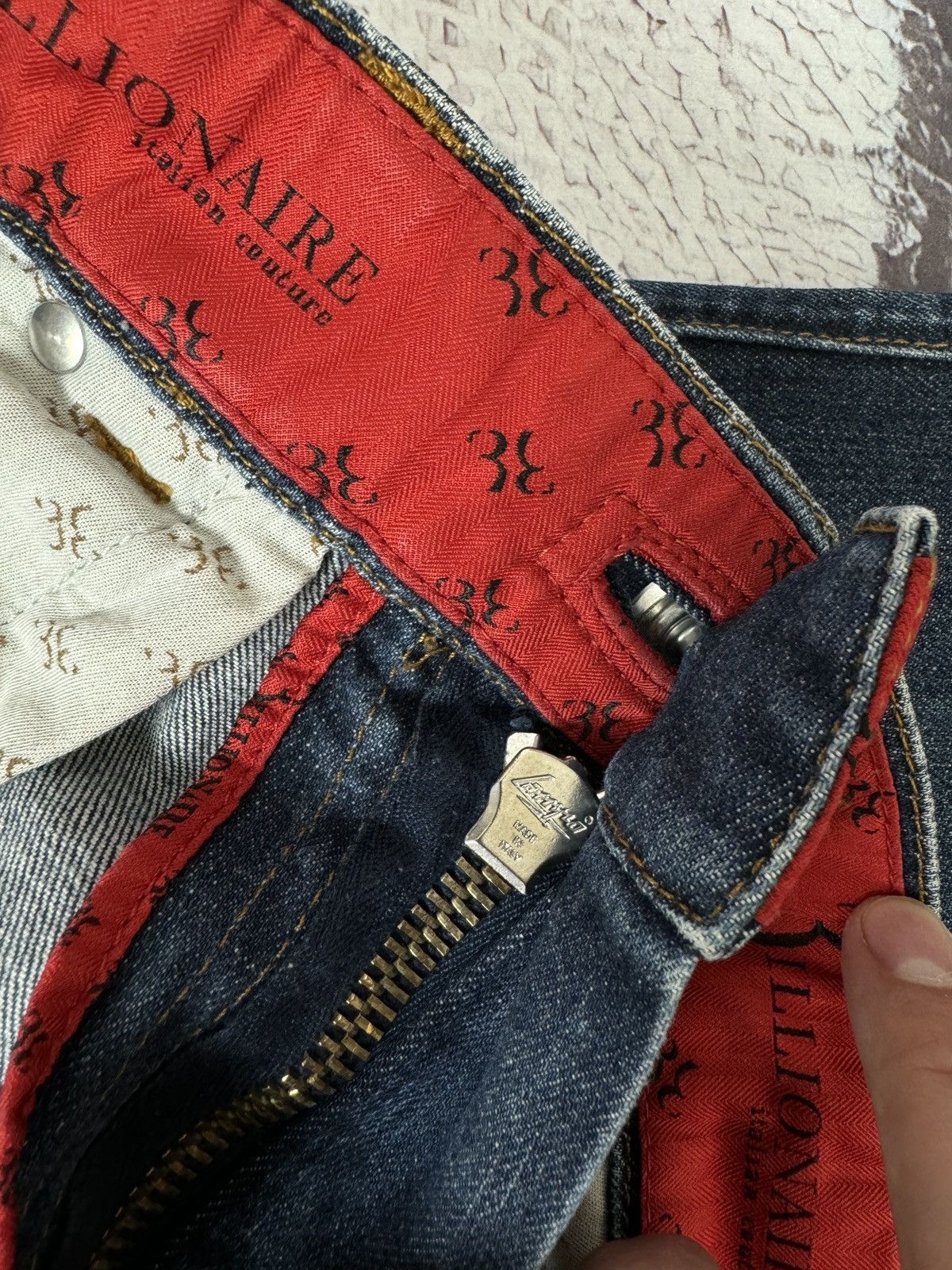 Billionaire Couture Billionaire Couture embroidered multilogo indigo jeans Size US 34 / EU 50 - 21 Thumbnail
