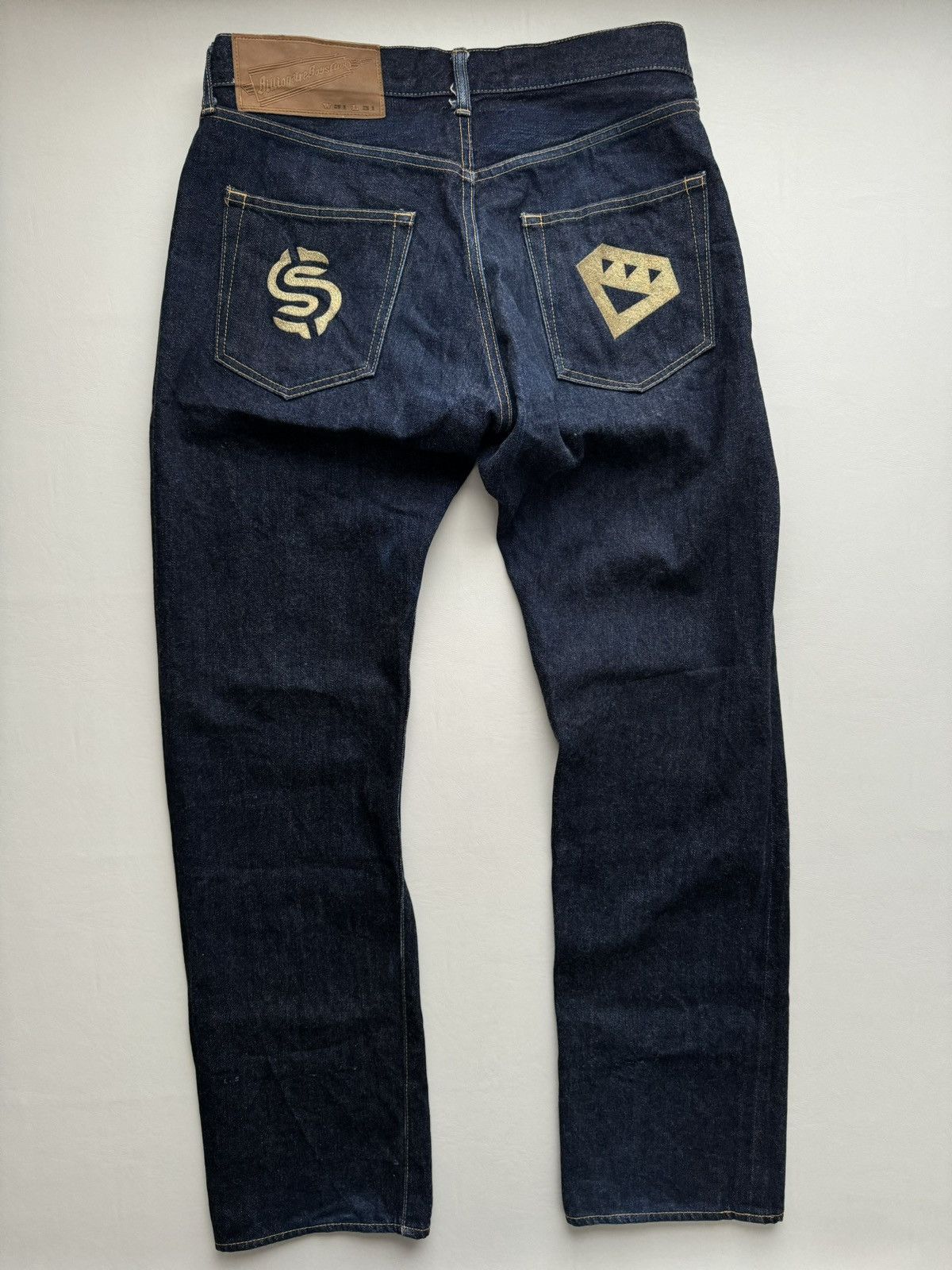 image of Billionaire Boys Club Season 7 Diamond & Dollar Jeans (Gold) in Indigo, Men's (Size 32)