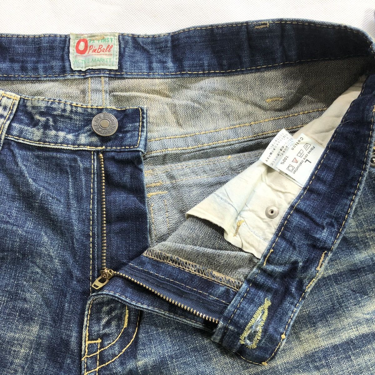 20471120 × Hysteric Glamour × Japanese Brand O PinBall Flare Distressed Denim Pant Size US 32 / EU 48 - 13 Thumbnail