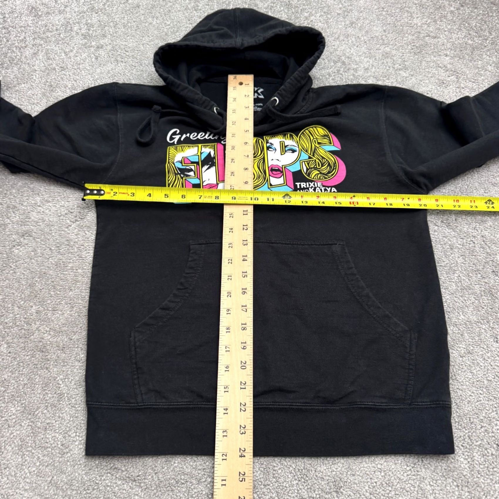 Vintage Trixie & Katya Live Greetings Flops Tour Merch Pullover Hoodie Sweatshirt Small Unisex Adults Black Cotton Polyester Hoodie Size US S / EU 44-46 / 1 - 7 Thumbnail