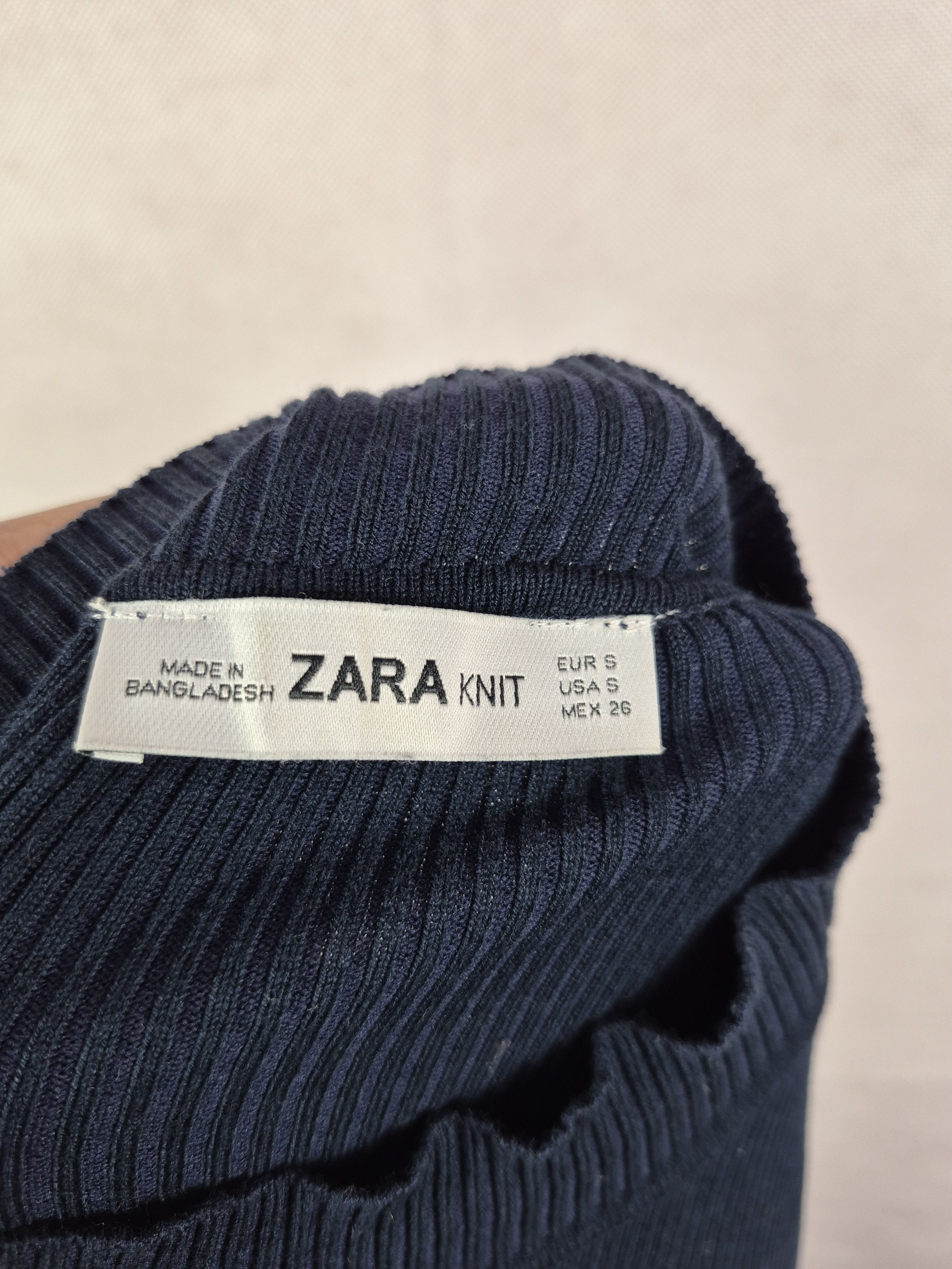 Zara 🔥 Zara Knits Navy White Sweater Tops Longsleeves Size S / US 4 / IT 40 - 2 Thumbnail