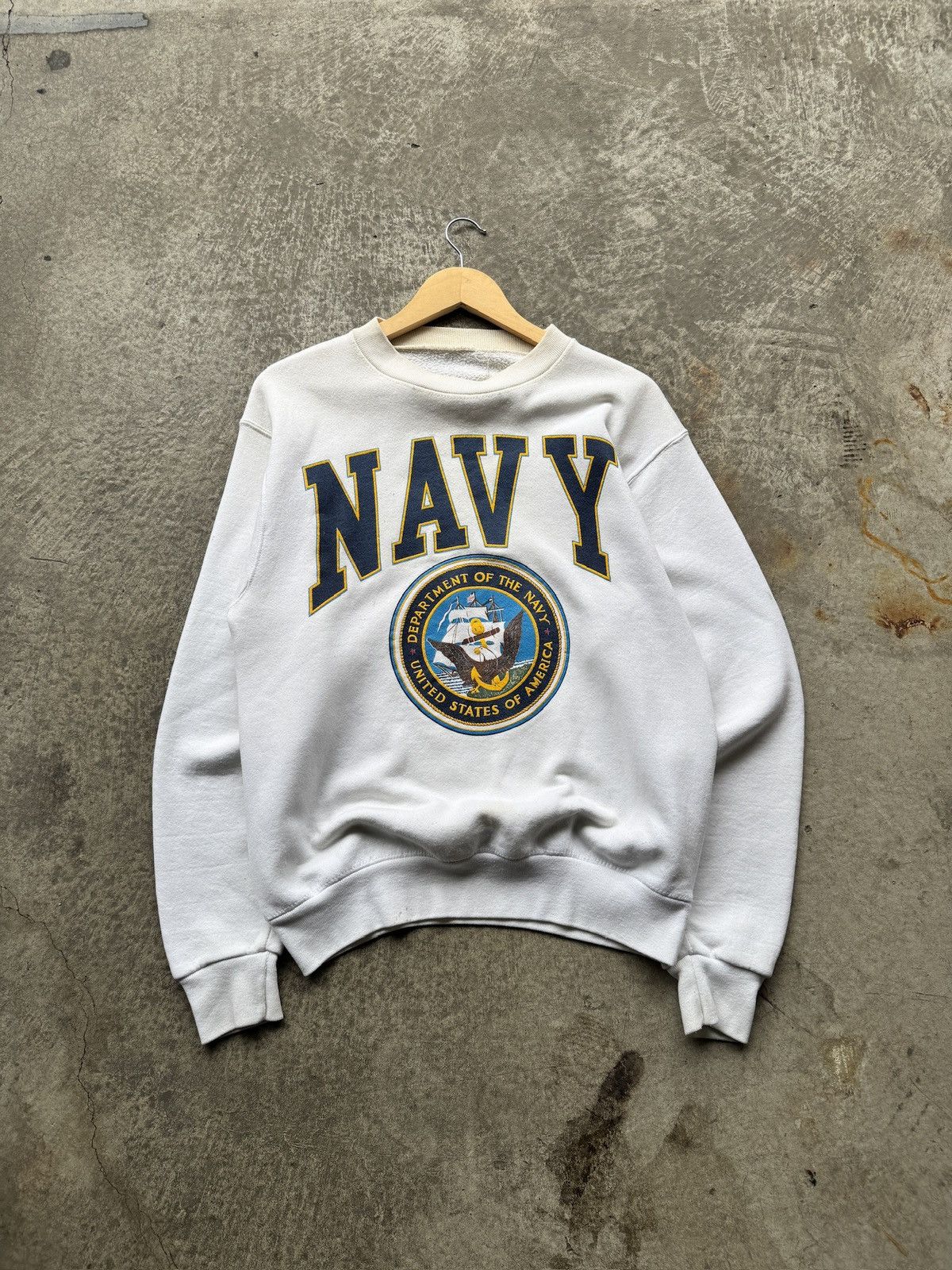 Japanese Brand Vintage Y2K Sunfaded navy cream baggy fit boxy pullover crew Size US M / EU 48-50 / 2 - 1 Thumbnail