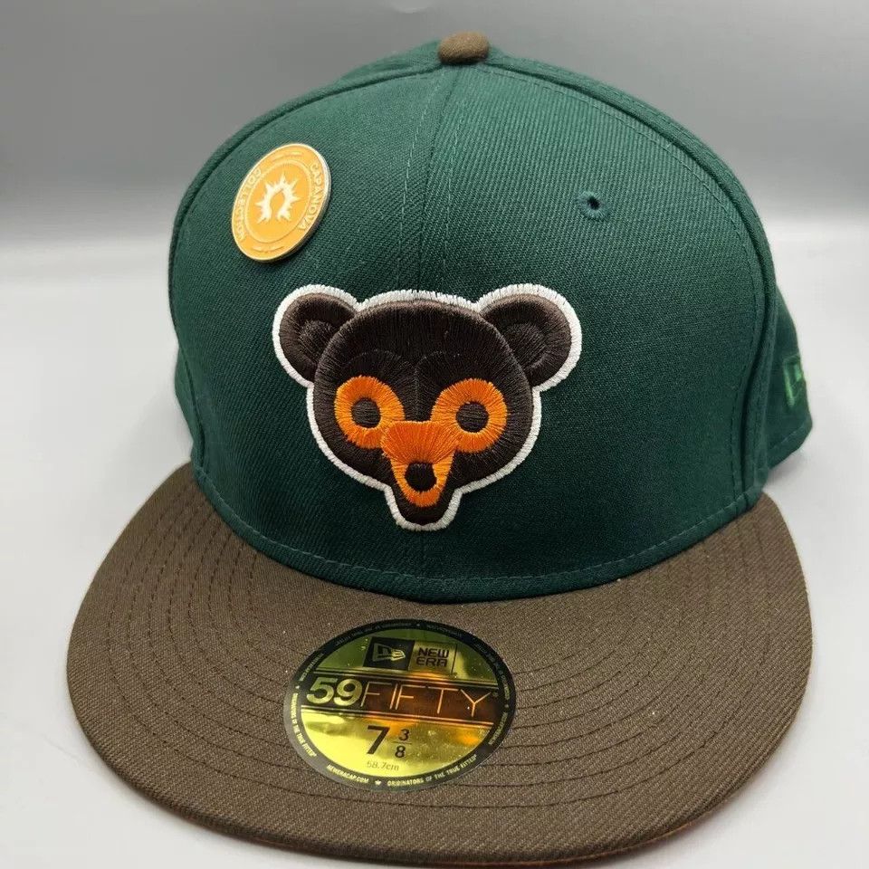 New Era Chicago Cubs Hat Men 7 3/8 Green 59Fifty New Era Fitted Cap Size ONE SIZE - 8 Thumbnail