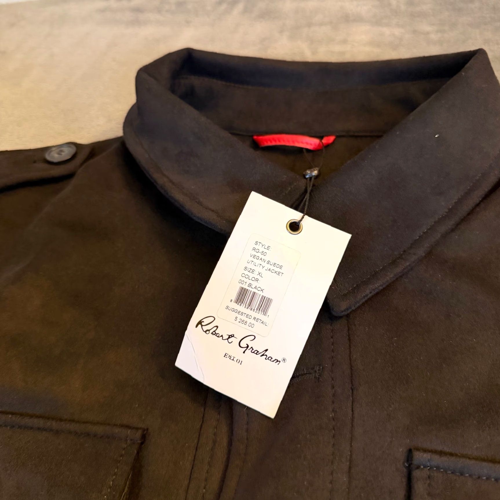 Robert Graham VINTAGE Robert Graham RG-50 Vegan Suede Utility Jacket Black Paisley Lining Mens XL NWT Size US XL / EU 56 / 4 - 3 Thumbnail