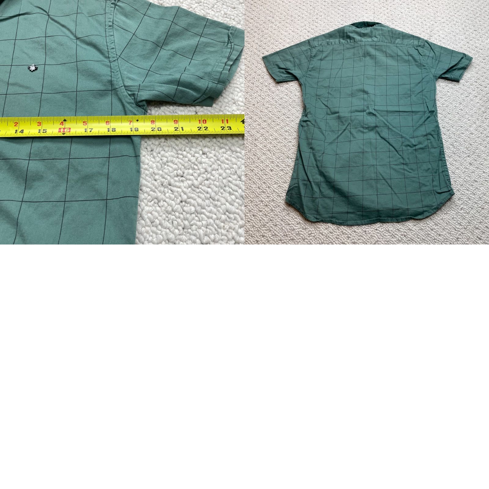 Vintage Mentone Shirt Mens L Green Check Slim Fit (Measures Like L) Size US L / EU 52-54 / 3 - 9 Thumbnail