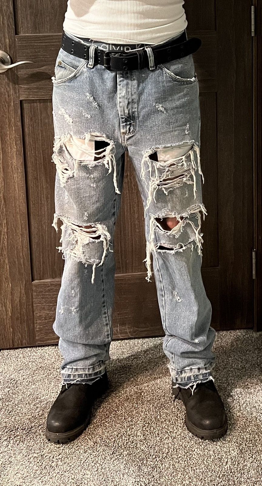 Vintage × Wrangler Wrangler Vintage Distressed Denim 34x32 Size US 34 / EU 50 - 1 Thumbnail