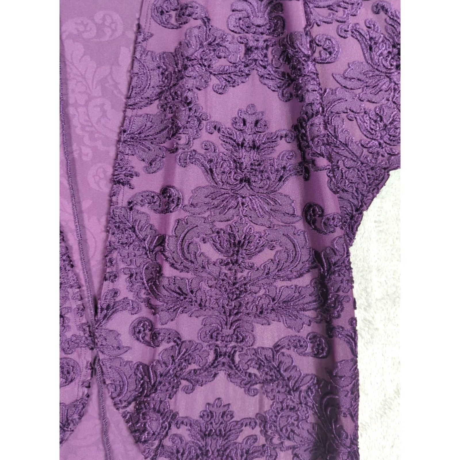 Velvet VINTAGE Boho Purple Floral Burnout Velvet Kimono Open Front Sz M Whimsigoth Fairy Size M / US 6-8 / IT 42-44 - 3 Thumbnail