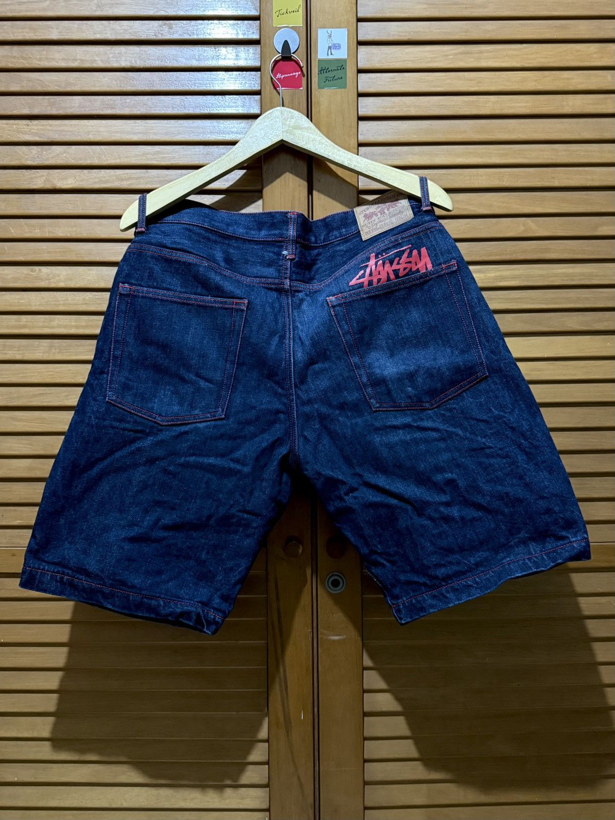 Stussy Stussy Pocket Logo Denim Shorts Blue Red Size US 38 / EU 54 - 1 Thumbnail