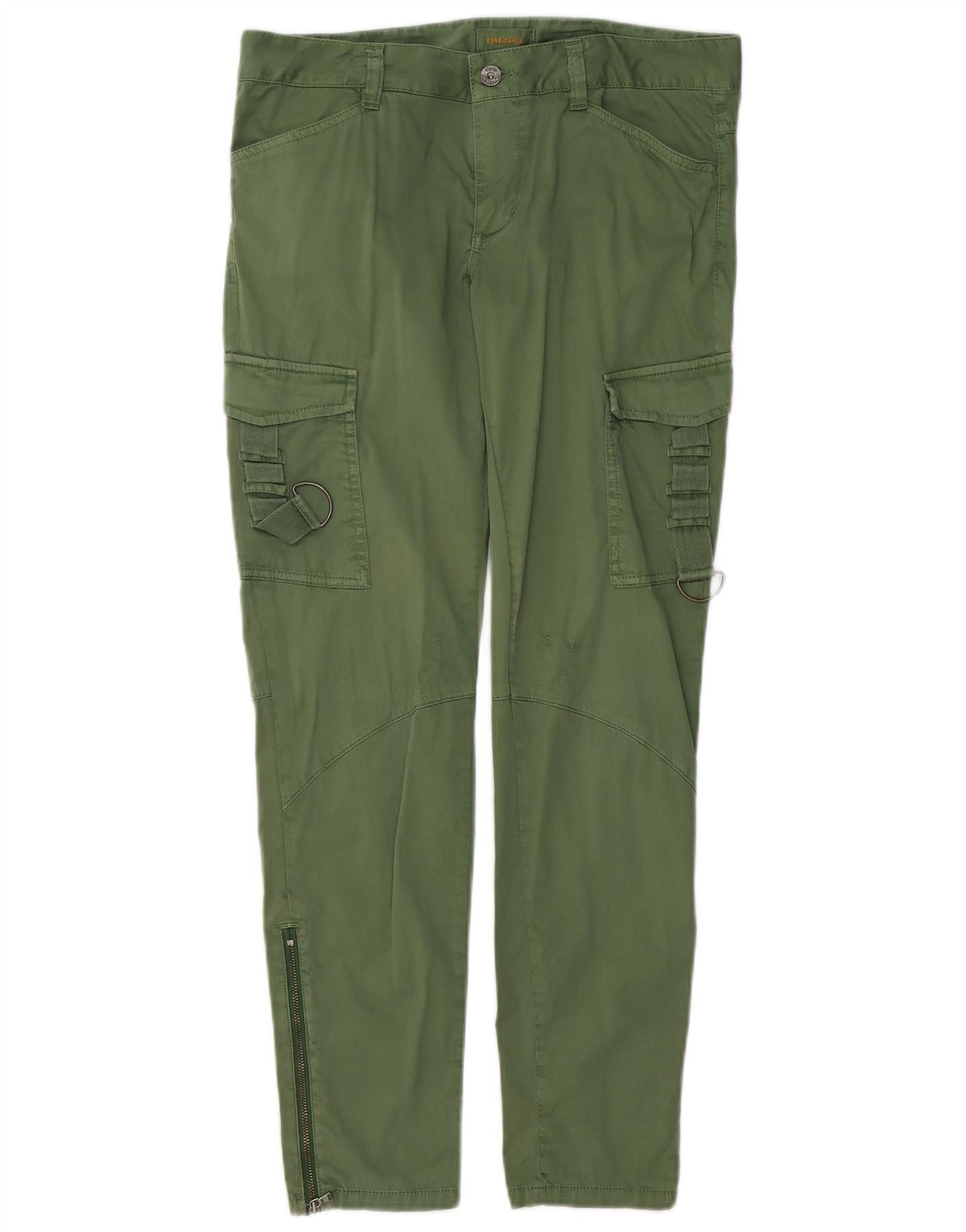 Diesel Womens Slim Cargo Trousers W30 L30 Green Cotton Size 24" / US 00 / IT 34 - 1 Thumbnail