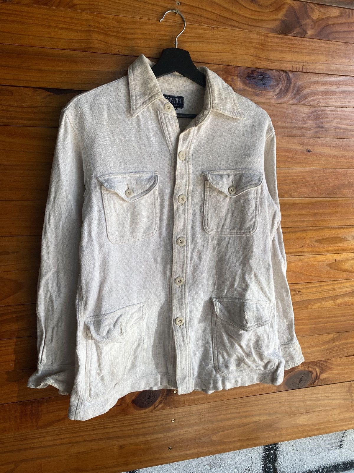 Edwin Vintage Edwin Workwear Chore Jacket – Natural Off-White Size US S / EU 44-46 / 1 - 5 Thumbnail