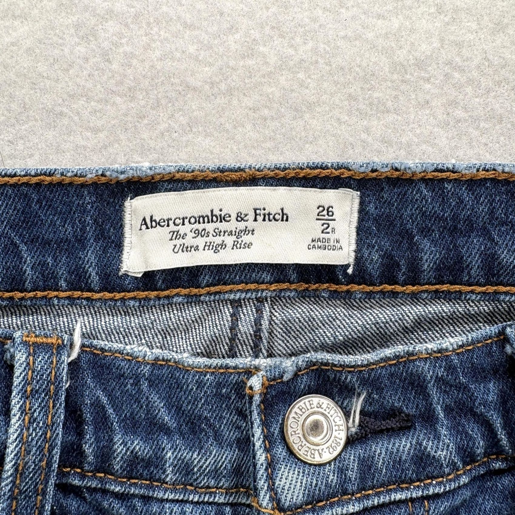 Abercrombie & Fitch Abercrombie & Fitch Jeans Womens 2 Straight 26 Blue High Rise 90s Denim Stretch Cotton Blend Spandex Size 26" / US 2 / IT 38 - 3 Thumbnail