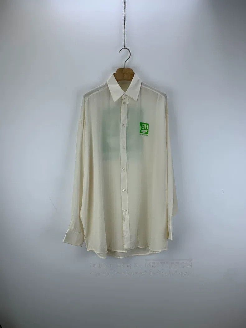 Balenciaga Balenciaga Green Logo Long Sleeve Shirt Size XS / US 0-2 / IT 36-38 - 1 Thumbnail