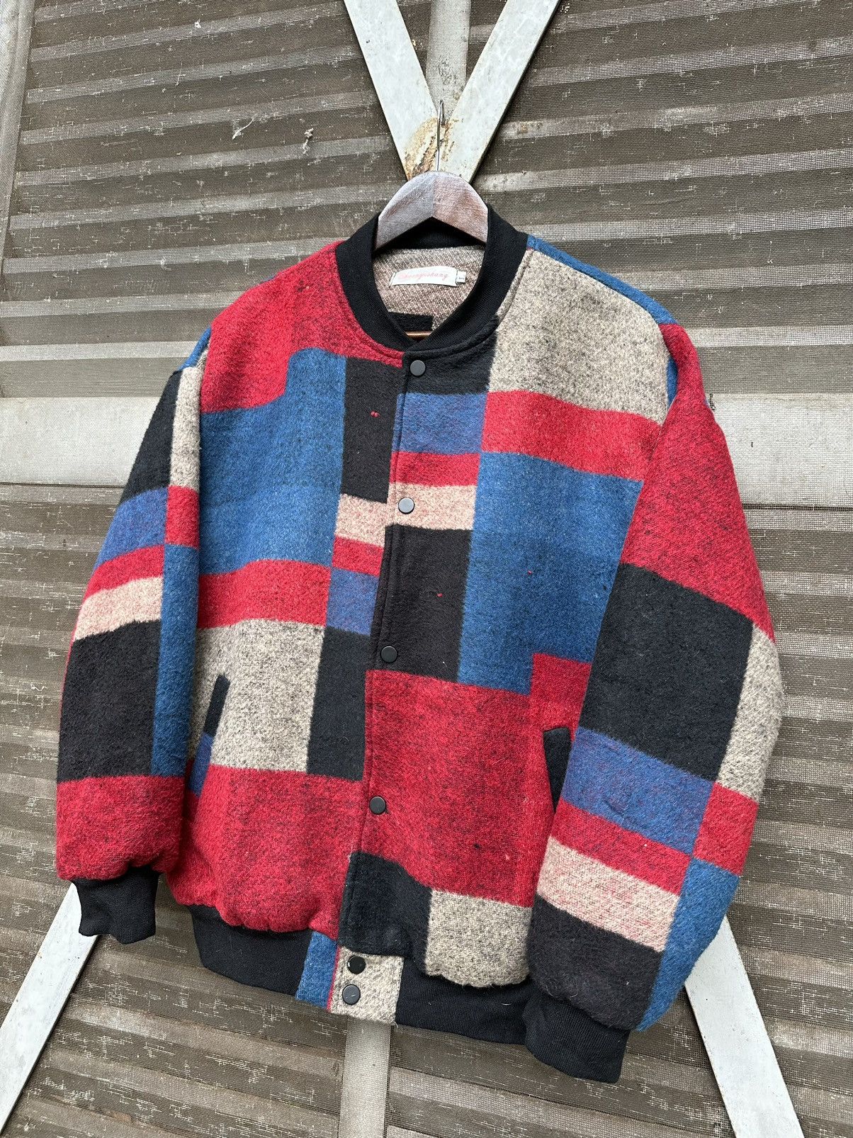 Japanese Brand 👹Japanese Brand Multicolour Patch Wool Bomber Jacket Size US M / EU 48-50 / 2 - 8 Thumbnail