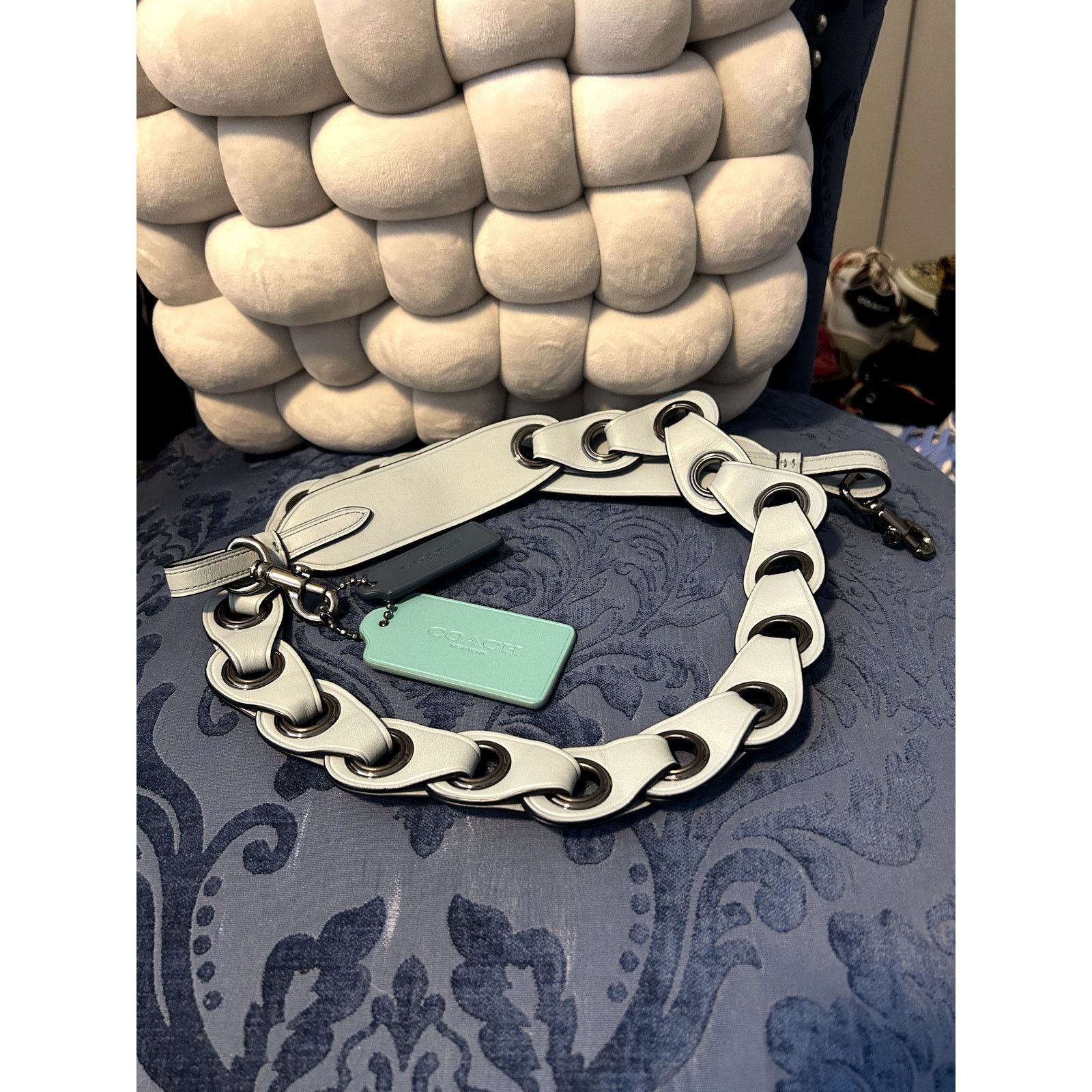 Coach Coach Light Blue Braided Strap with Two Hang Tags Size ONE SIZE - 1 Thumbnail