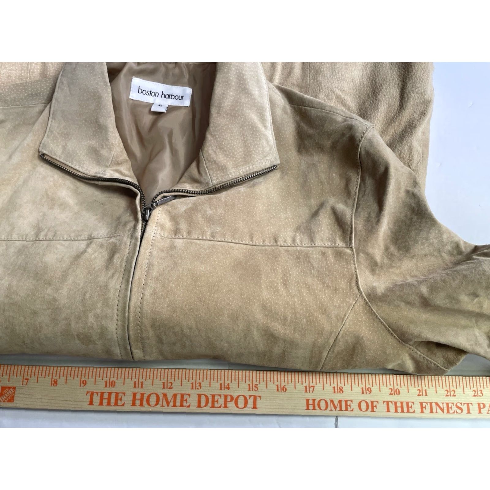 Vintage Boston Harbour Beige Suede Genuine Leather Zip Jacket Mens Size XL Size US XL / EU 56 / 4 - 7 Thumbnail