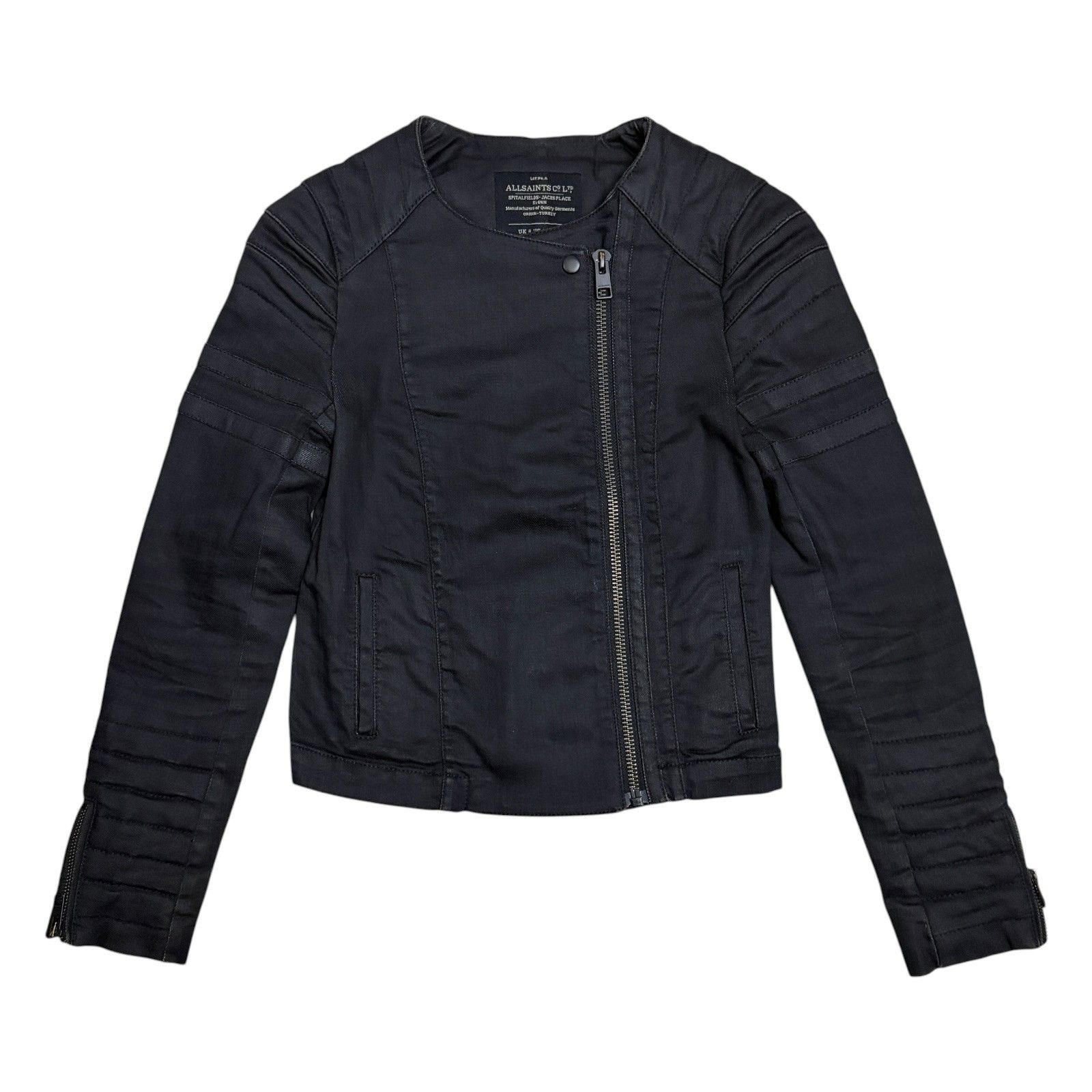 Allsaints All Saints Denim Jean Jacket Cropped Moto Coat Womens 0 Size XS / US 0-2 / IT 36-38 - 1 Thumbnail