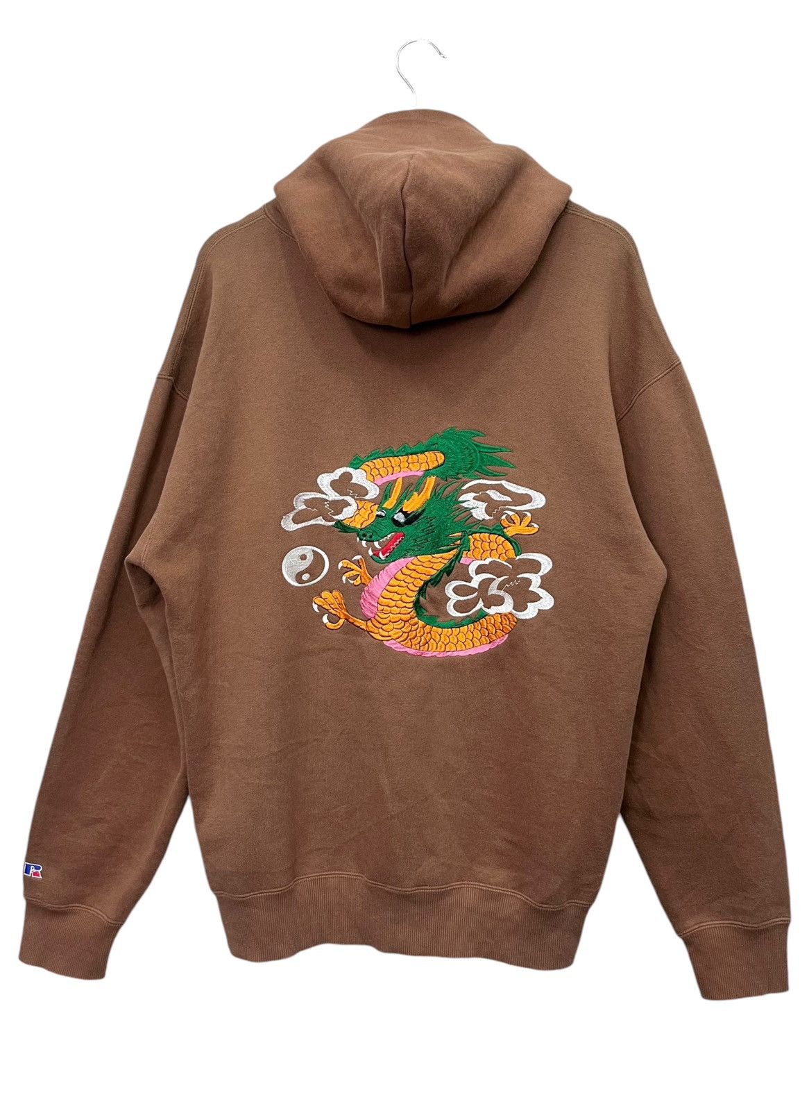Russell Athletic 🐉RUSSELL Sun Faded Brown YINGYANG DRAGON Embroidered Hoodie Size US L / EU 52-54 / 3 - 1 Thumbnail