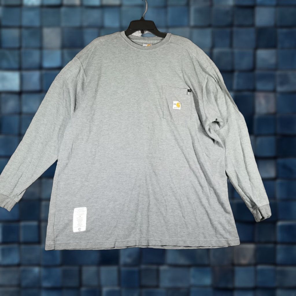Carhartt Carhartt FR Shirt Mens 3XL Long Sleeve Heather Gray Flame Resistant CAT 2 NFPA 2112 297-31 Jersey Crew Neck Size US XXL / EU 58 / 5 - 1 Thumbnail