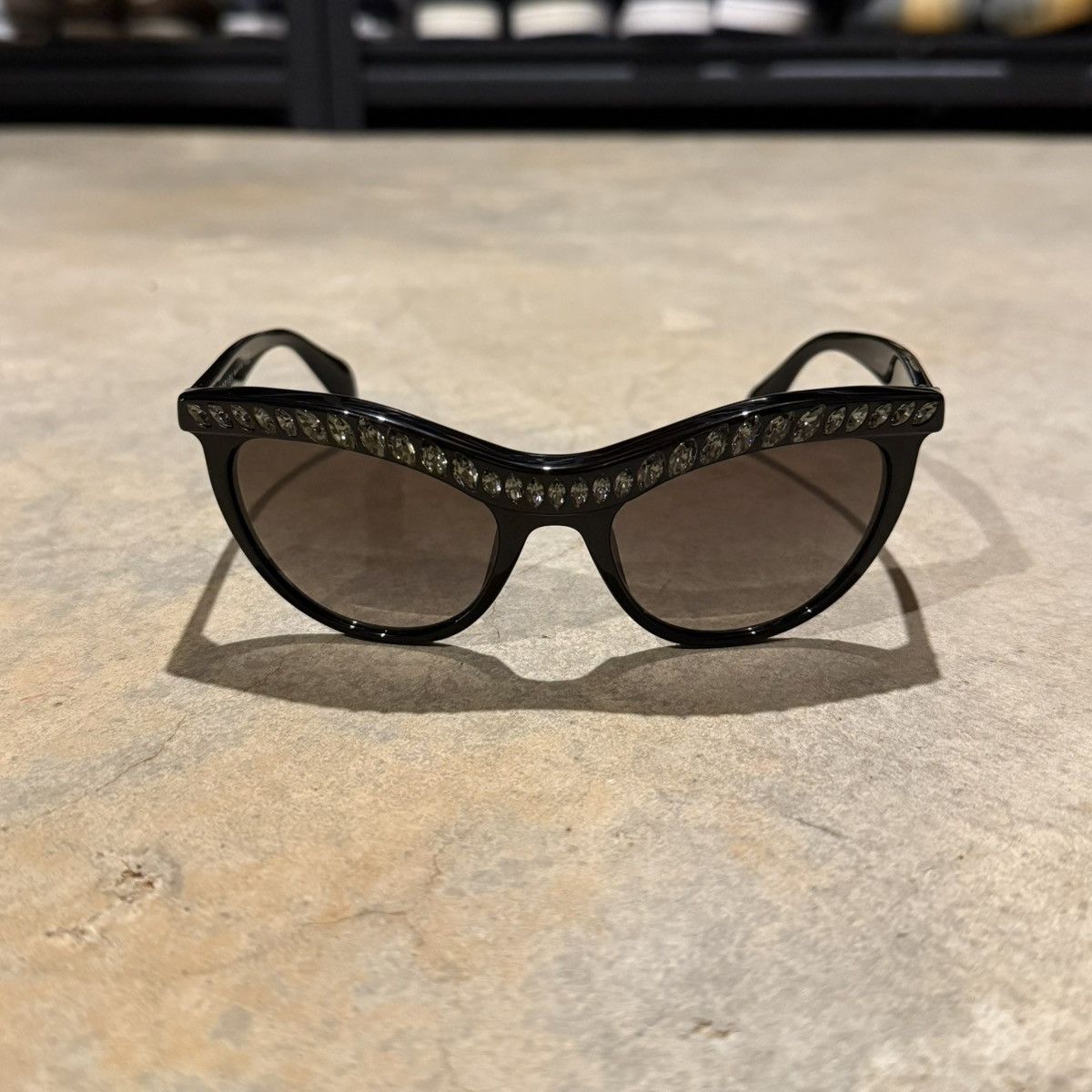 Prada Prada Cat Eye Crystal Sunglasses Black Havana SPR 04P Size ONE SIZE - 4 Thumbnail