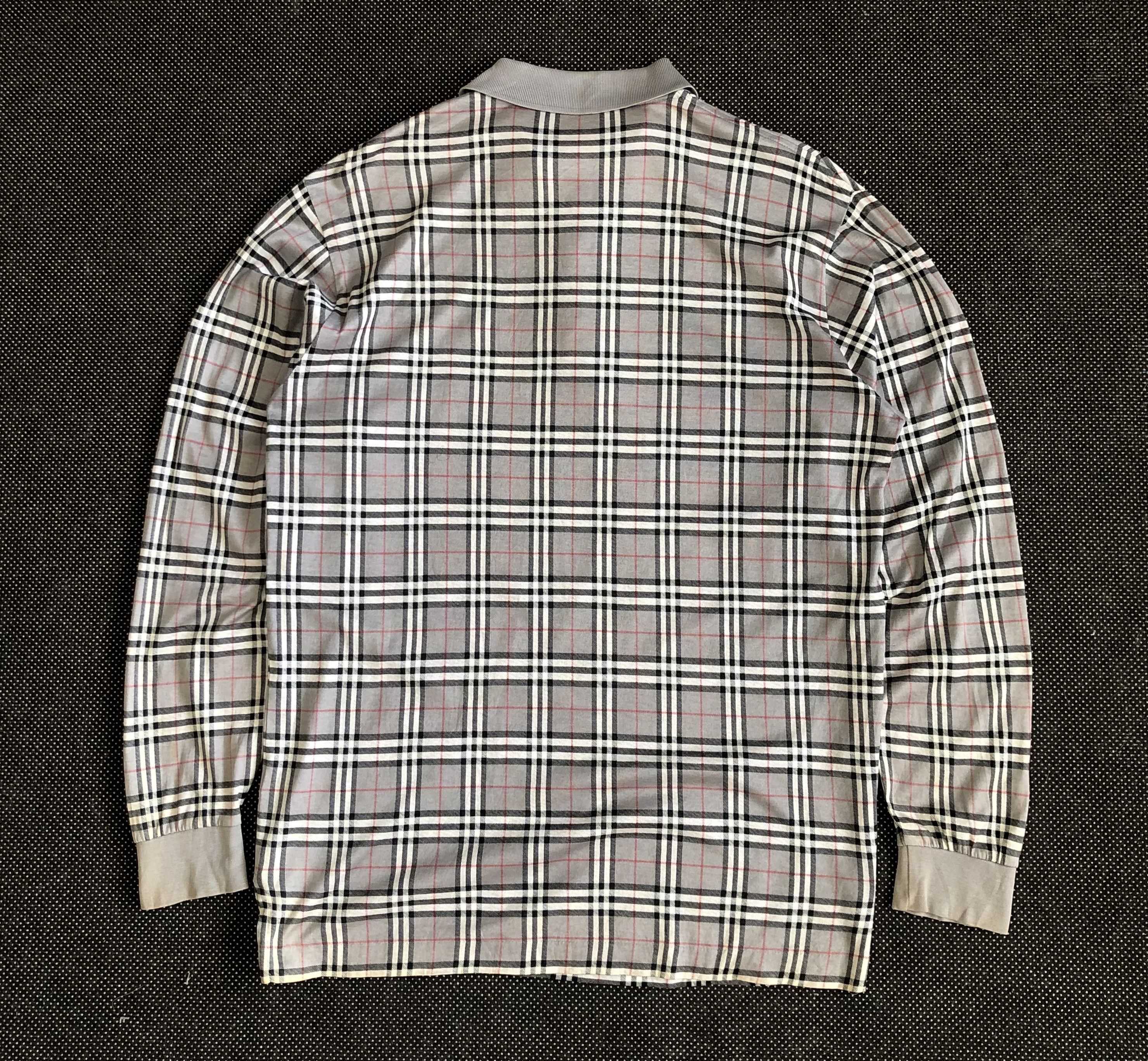 Burberry VINTAGE 80’S BURBERRYS GREY NOVA CHECK POLO L/S Size US M / EU 48-50 / 2 - 2 Thumbnail